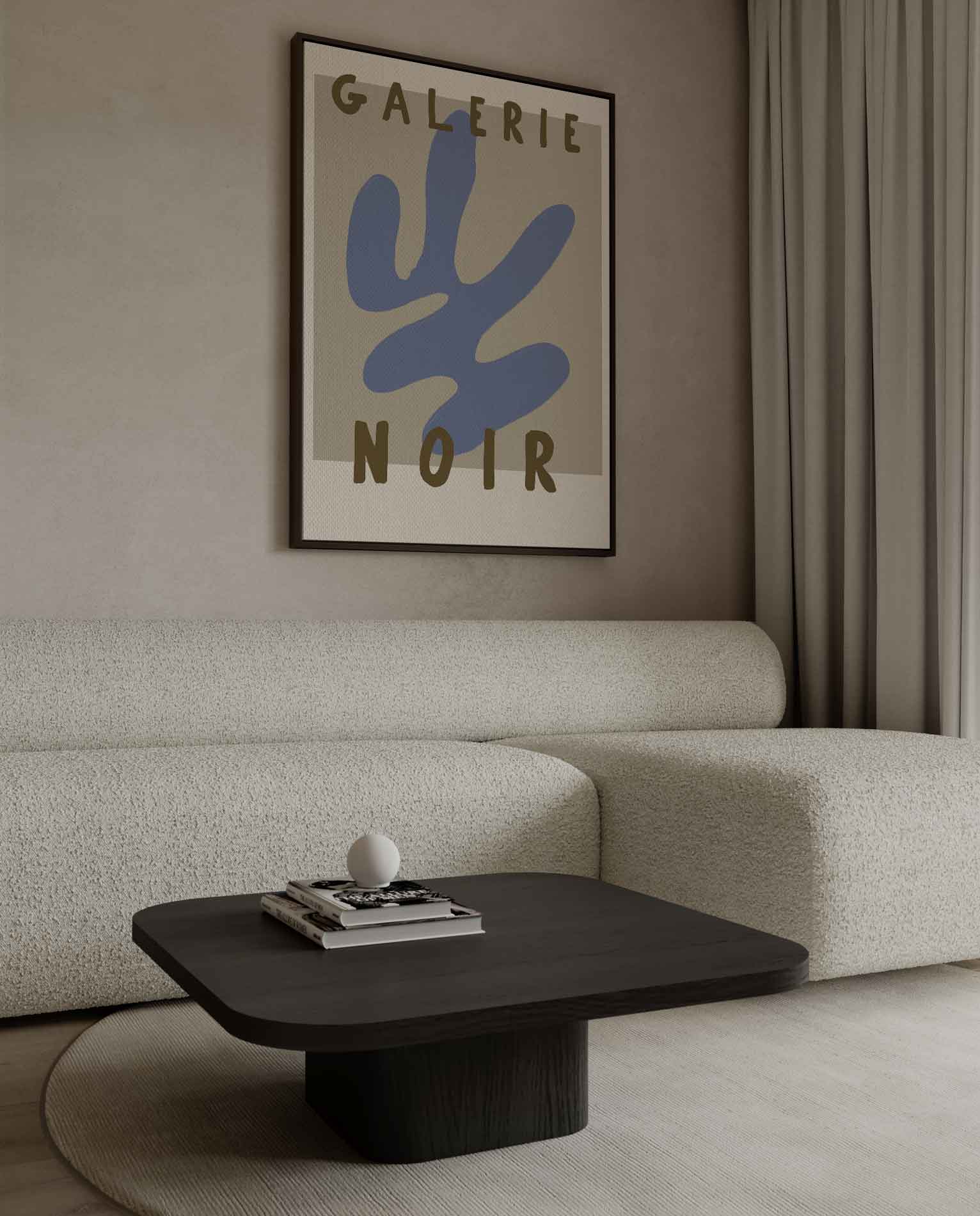 Retro Abstract Blauw en Bruin Poster