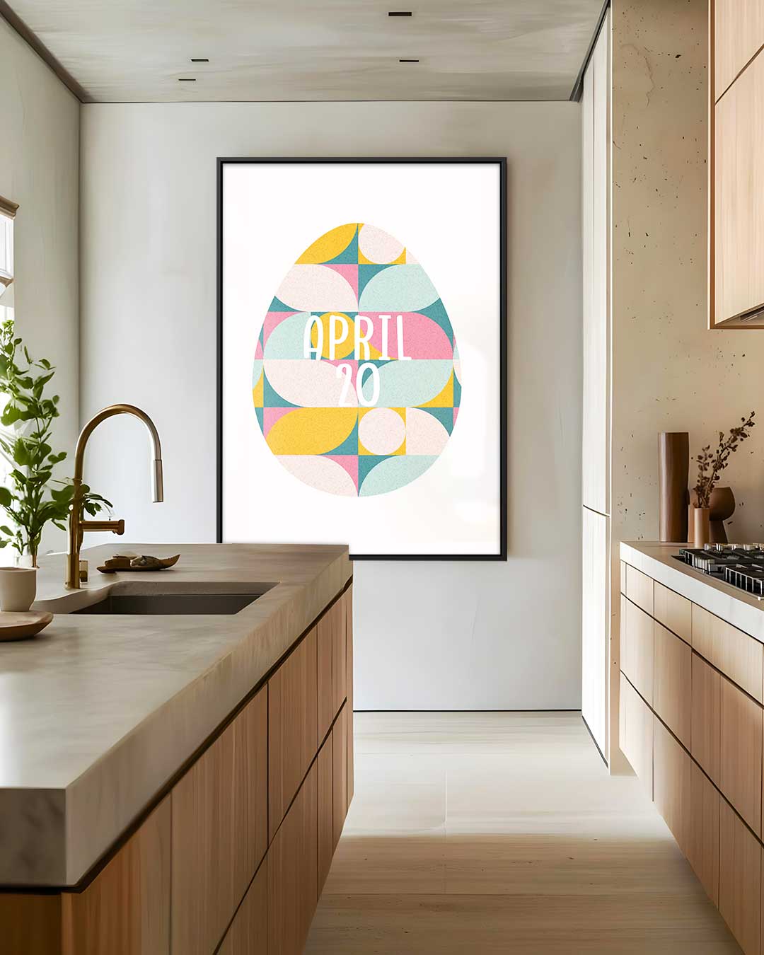 Retro Geometrisch Eierkunstwerk Kunstwerk-canvas-dibond-plexiglas-wanddecoratie-WallArtistic
