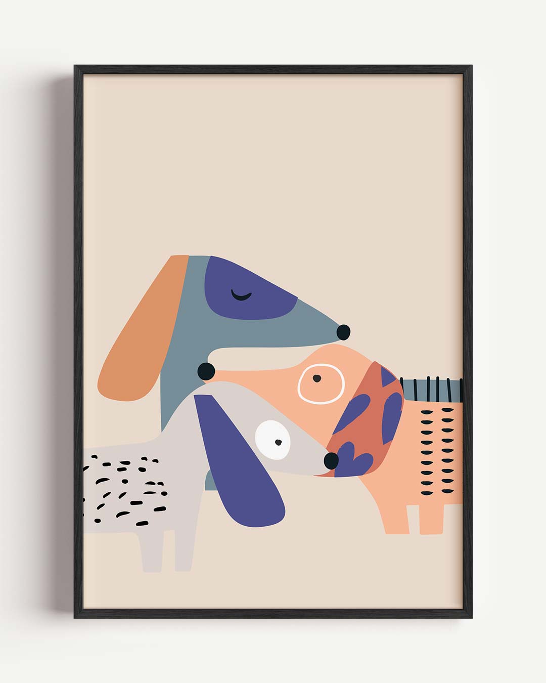 Vrolijke Honden Illustratie Poster