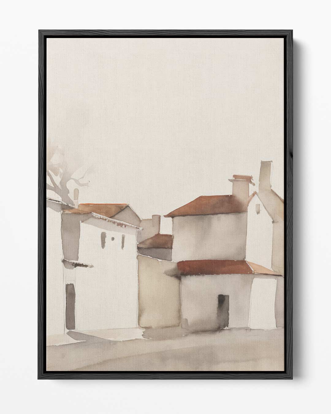 Sereen Dorp in Aquarel Kunstwerk-canvas-dibond-plexiglas-wanddecoratie-WallArtistic