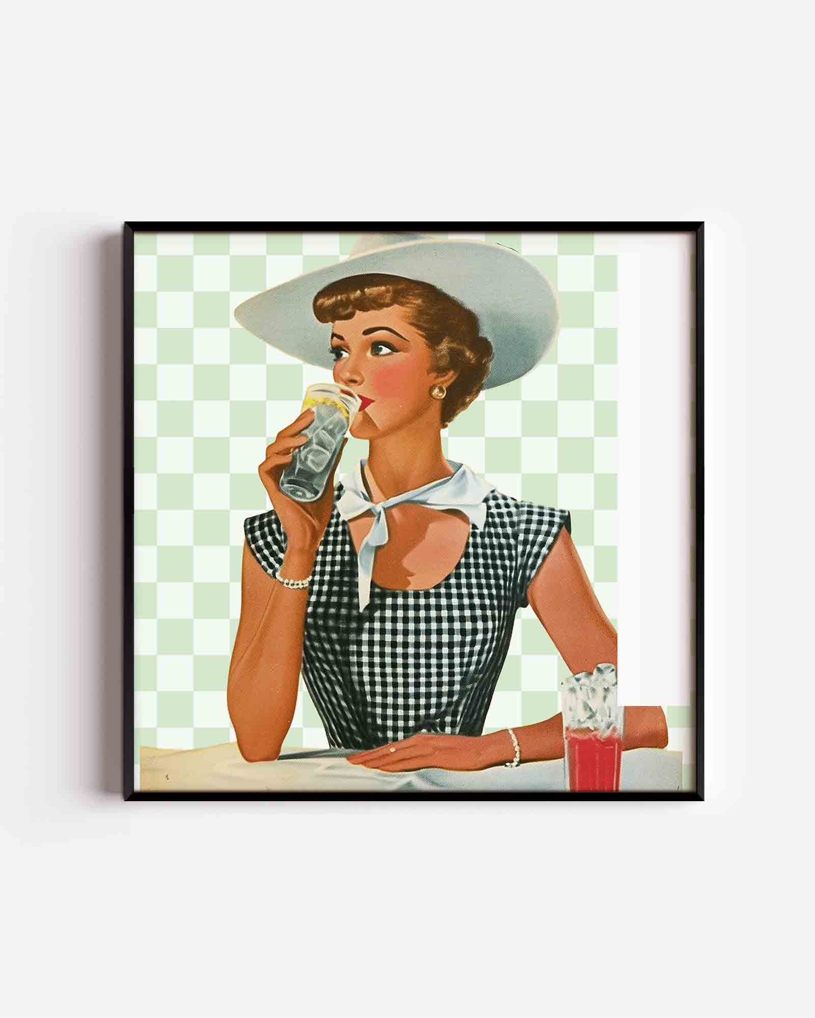Vrouw met drankje Poster