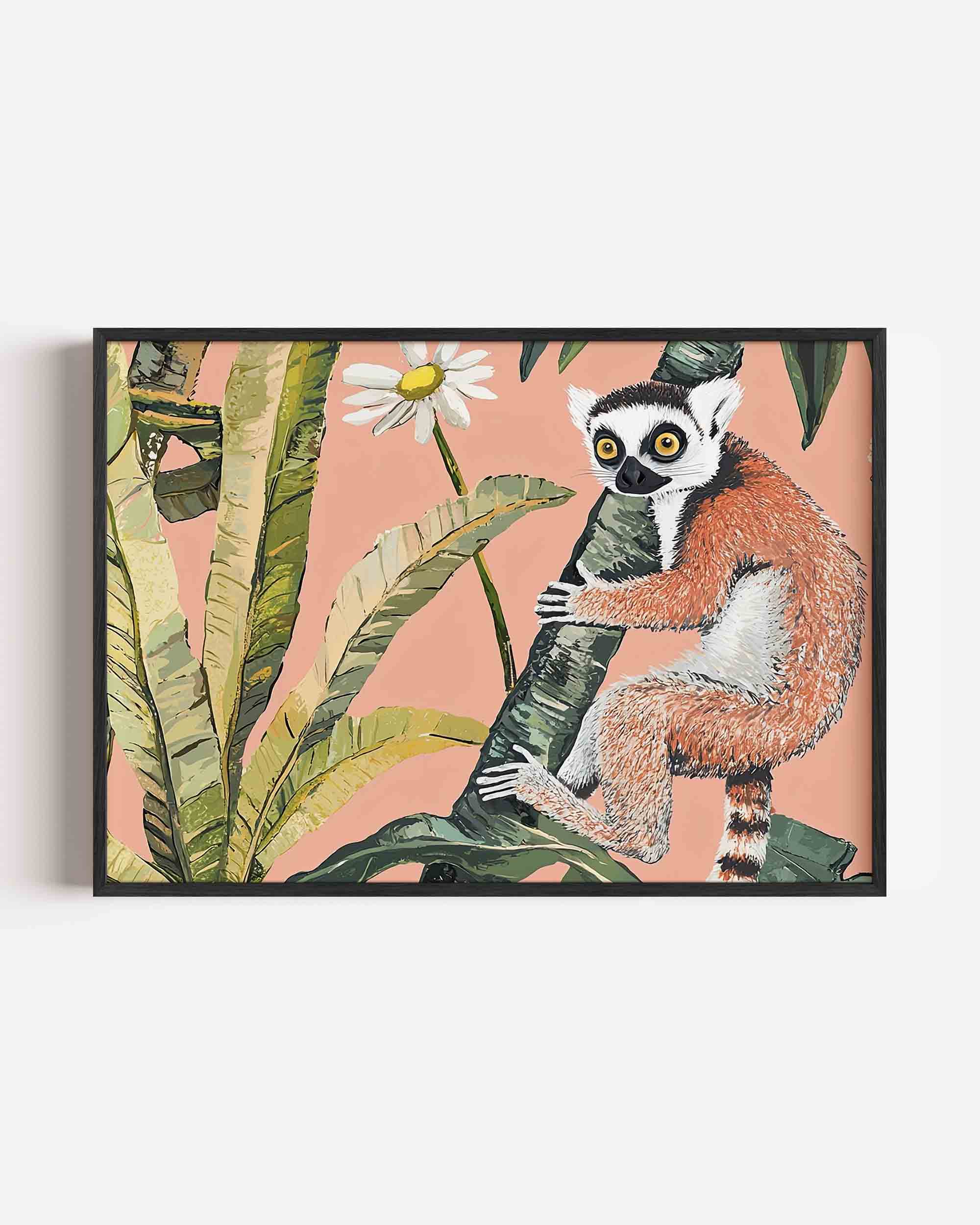 Lemur en bladeren Poster