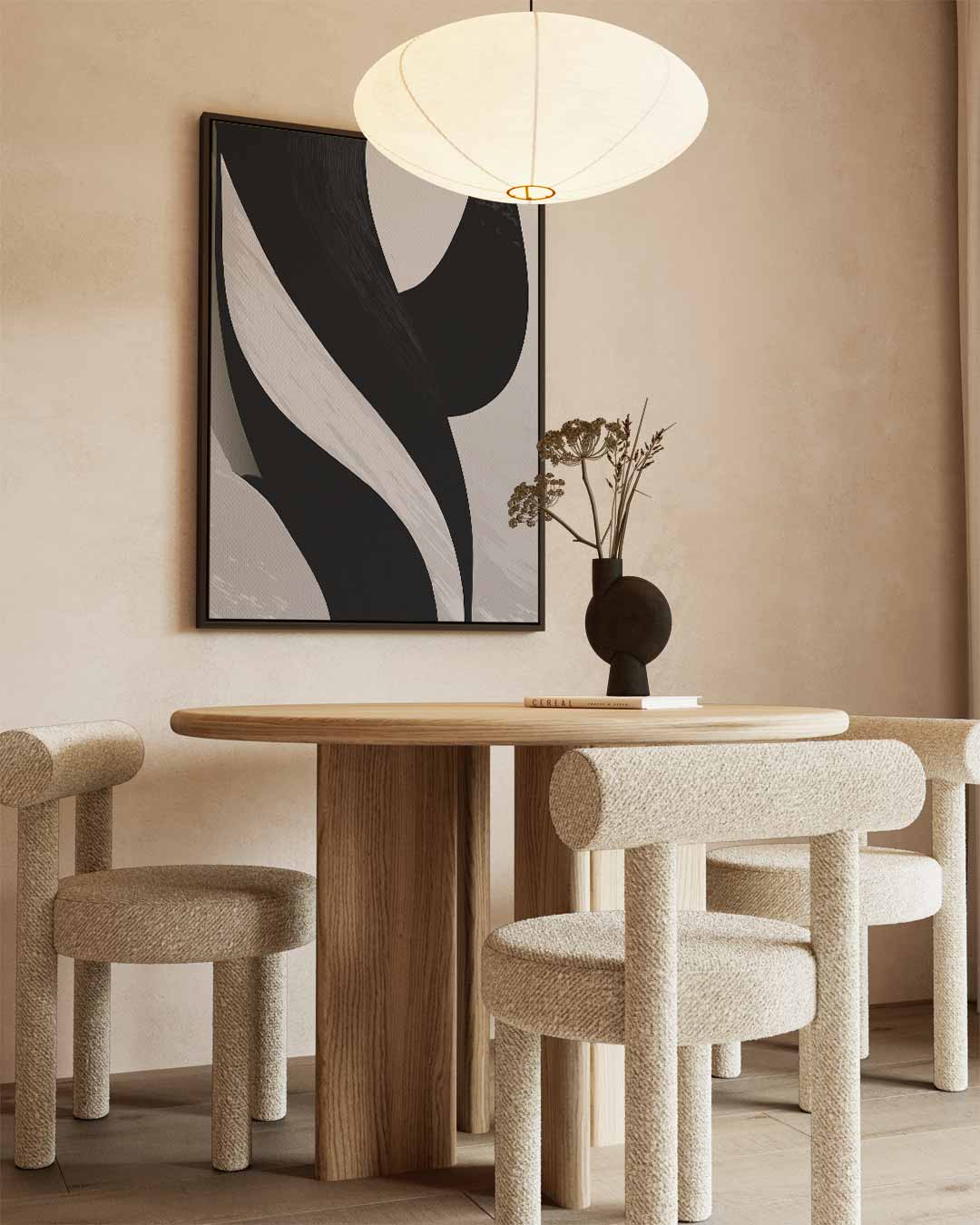 Elegante Vormen in Zwart en Wit Kunstwerk-canvas-dibond-plexiglas-wanddecoratie-WallArtistic