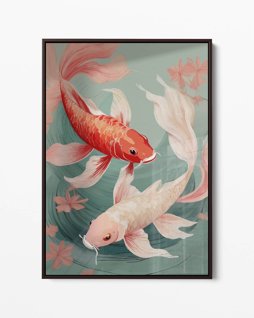 Vrolijke Koi-vissen op Rustige Rivier Kunstwerk-canvas-dibond-plexiglas-wanddecoratie-WallArtistic