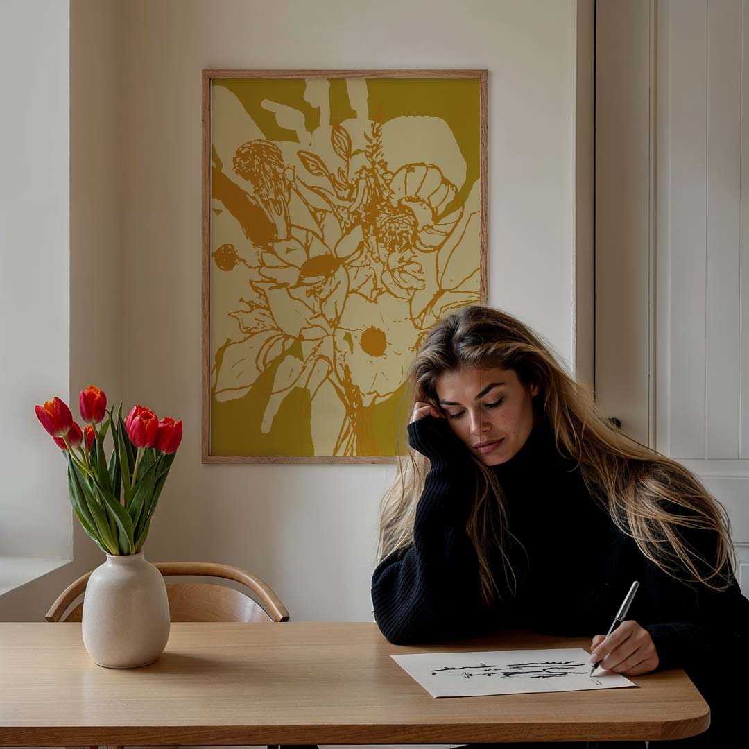 Bloemenpracht in Gele Tinten Poster-WallArtistic