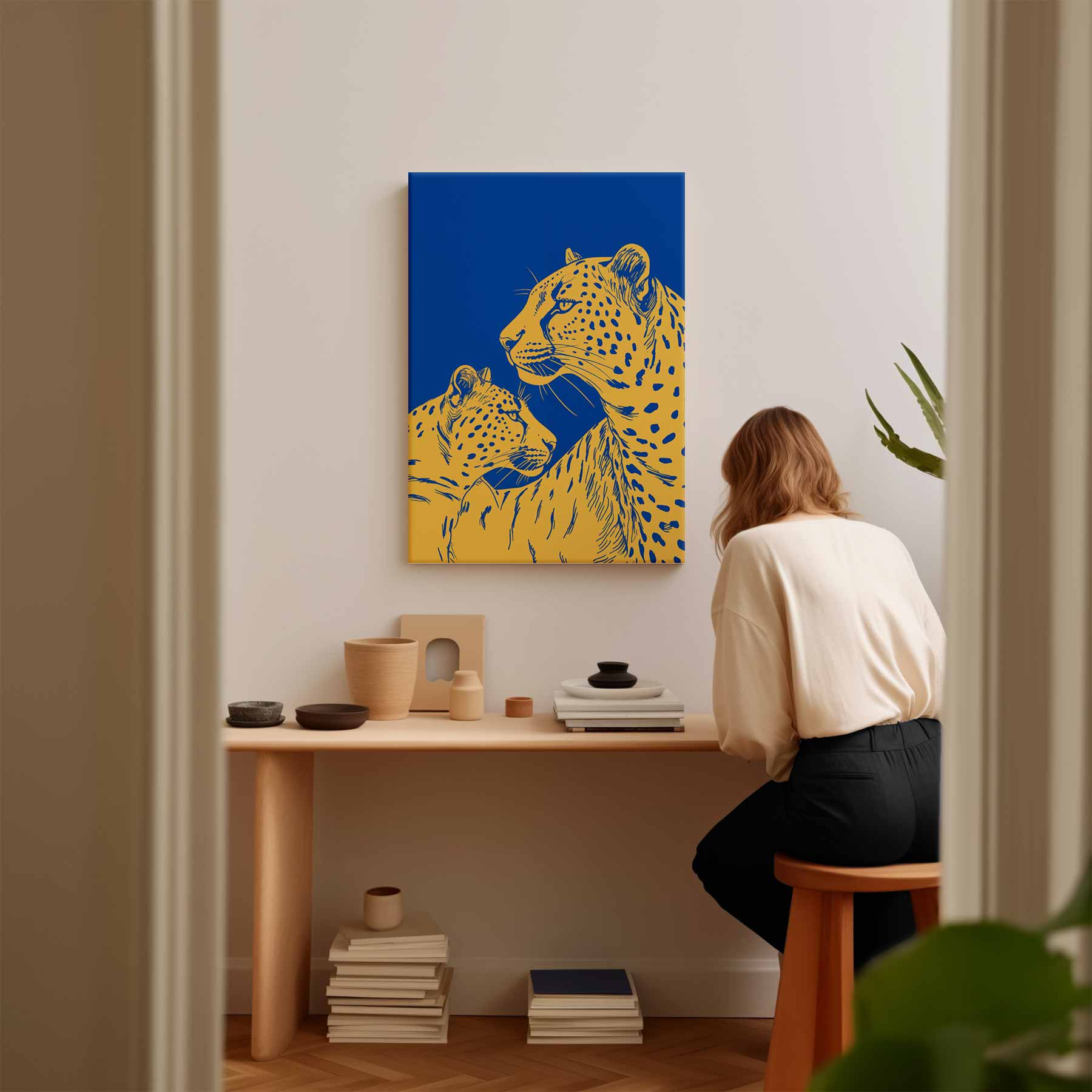 Twee Leoparden in Harmonie Kunstwerk-canvas-dibond-plexiglas-wanddecoratie-WallArtistic