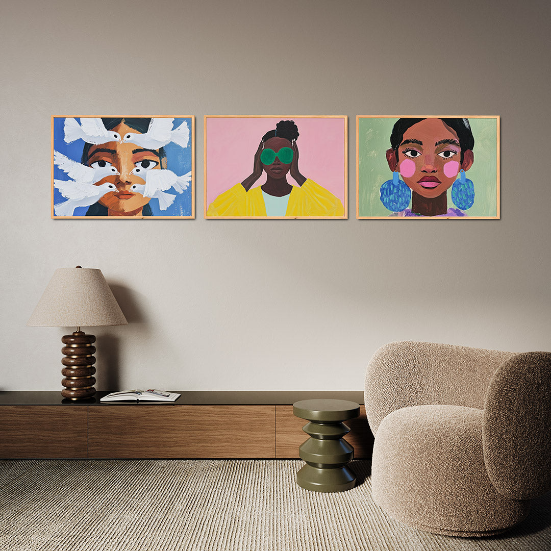 Vogels en gezicht Posterset