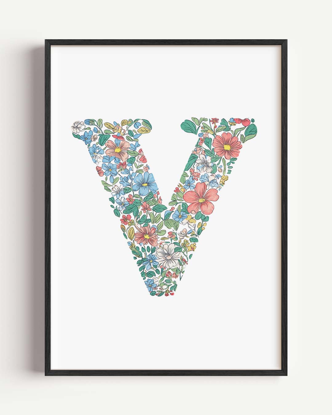 Bloemrijke Letter V Poster