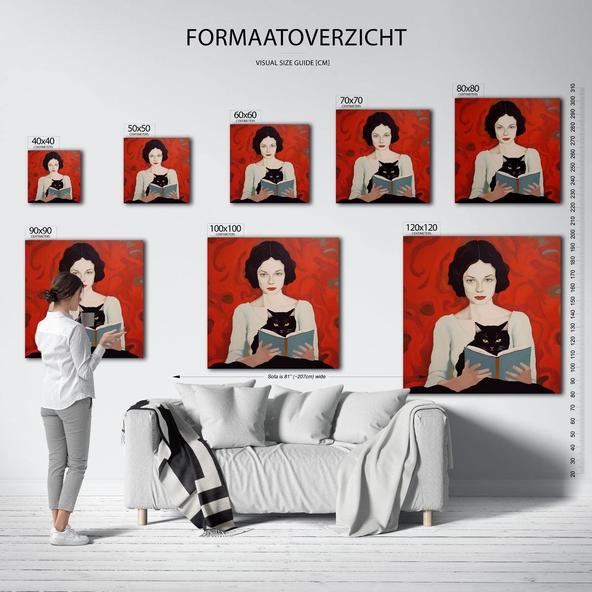 Vrouw met kat en boek Poster