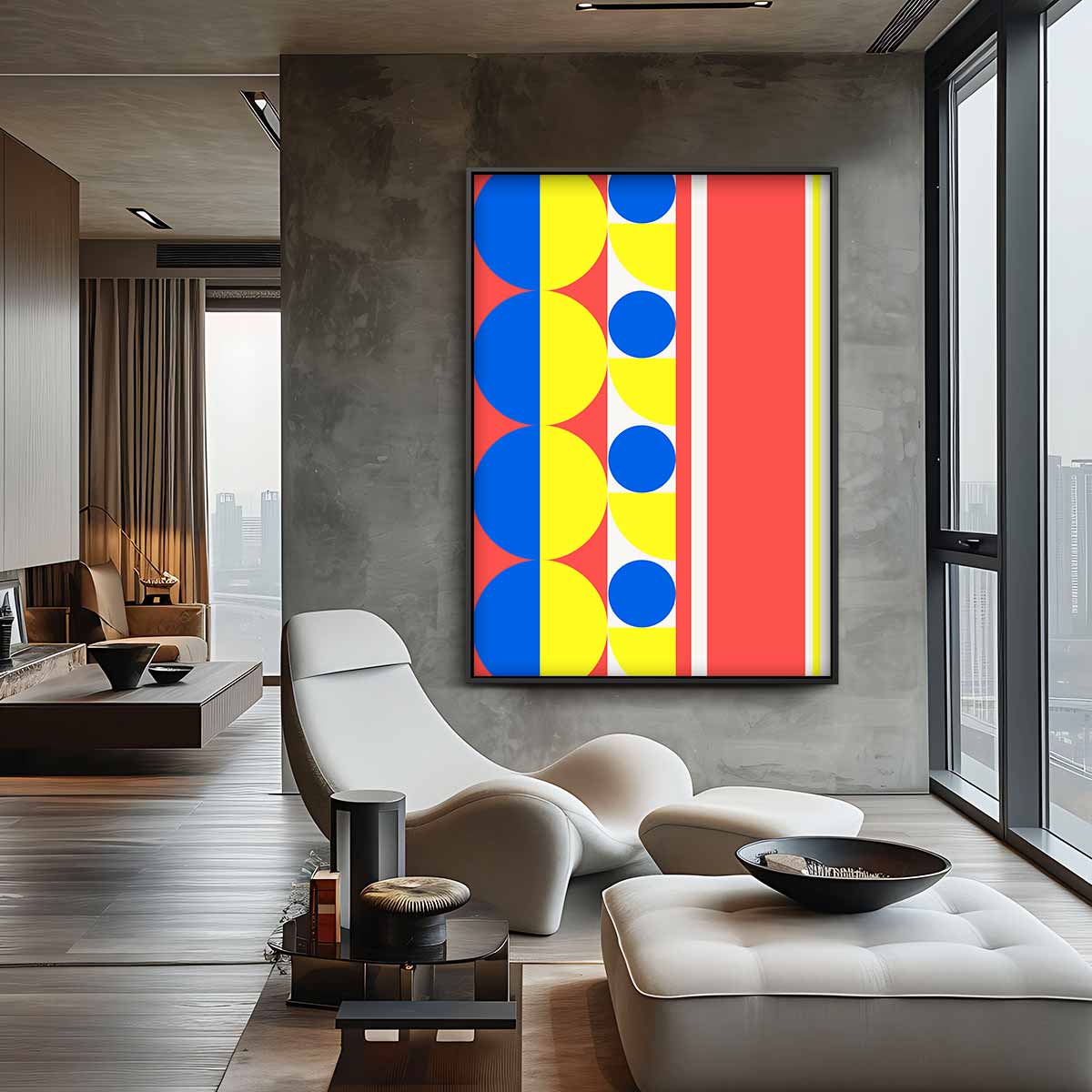Kleurrijke Geometrische Abstractie Kunstwerk-canvas-dibond-plexiglas-wanddecoratie-WallArtistic