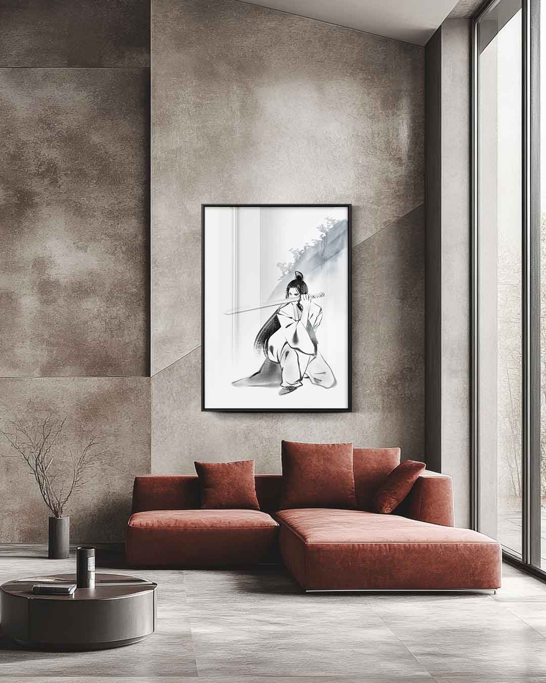 Krijger in Inkt Kunstwerk-canvas-dibond-plexiglas-wanddecoratie-WallArtistic