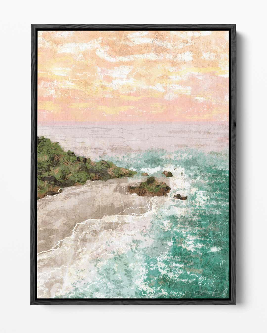 Zonsondergang aan de Kust Kunstwerk-canvas-dibond-plexiglas-wanddecoratie-WallArtistic
