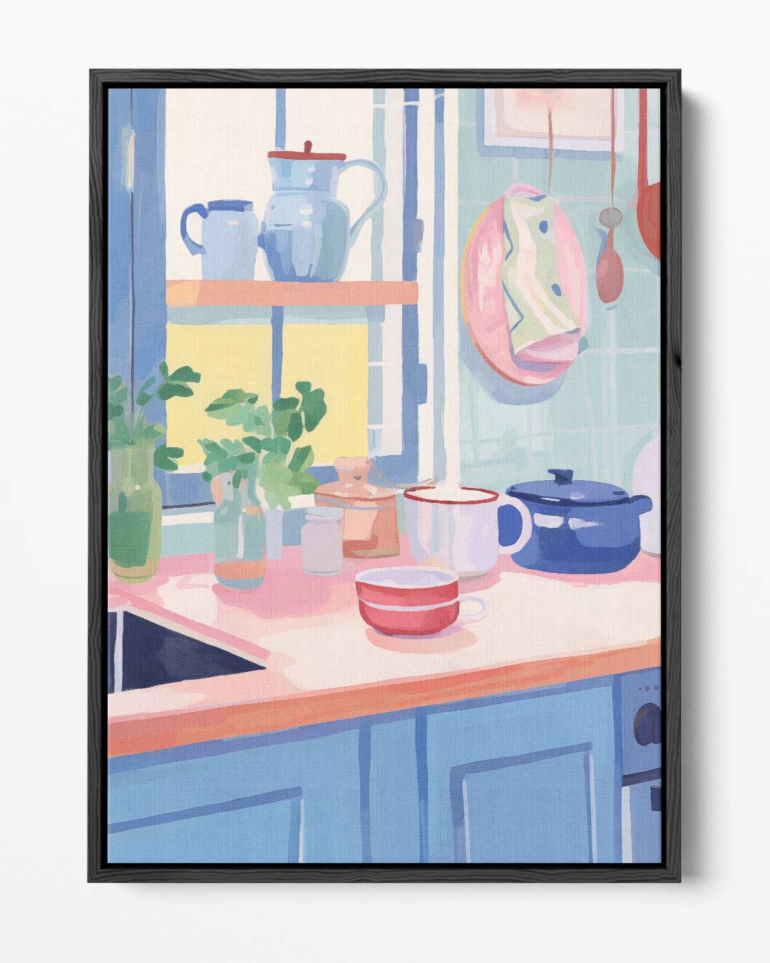 Vrolijk Keukenhoekje in Pasteltinten Kunstwerk-canvas-dibond-plexiglas-wanddecoratie-WallArtistic
