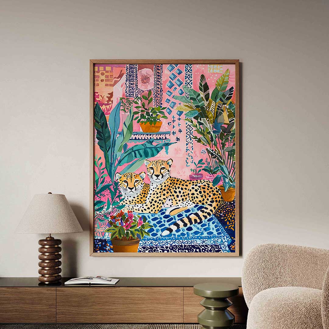 Luipaarden en planten Poster