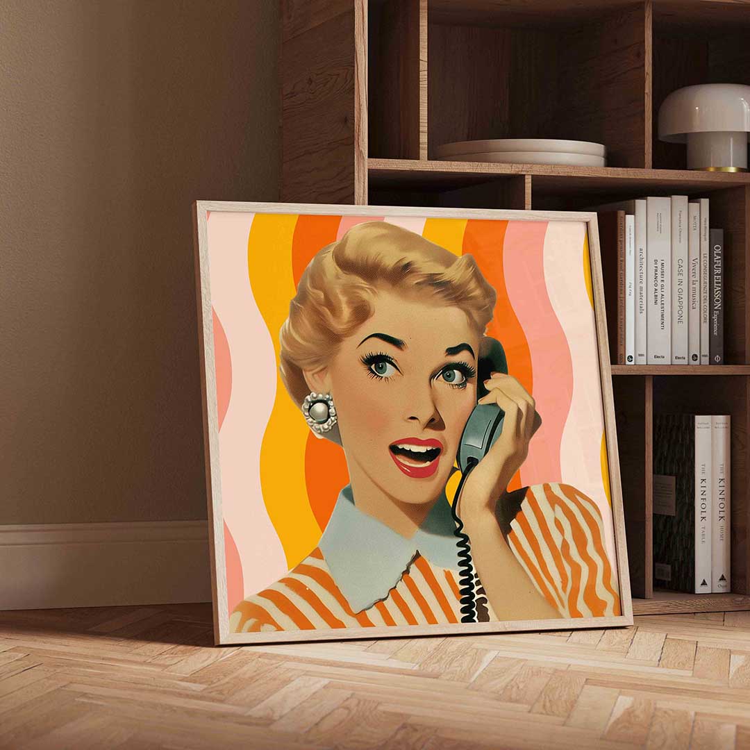 Vrouw met telefoon Poster