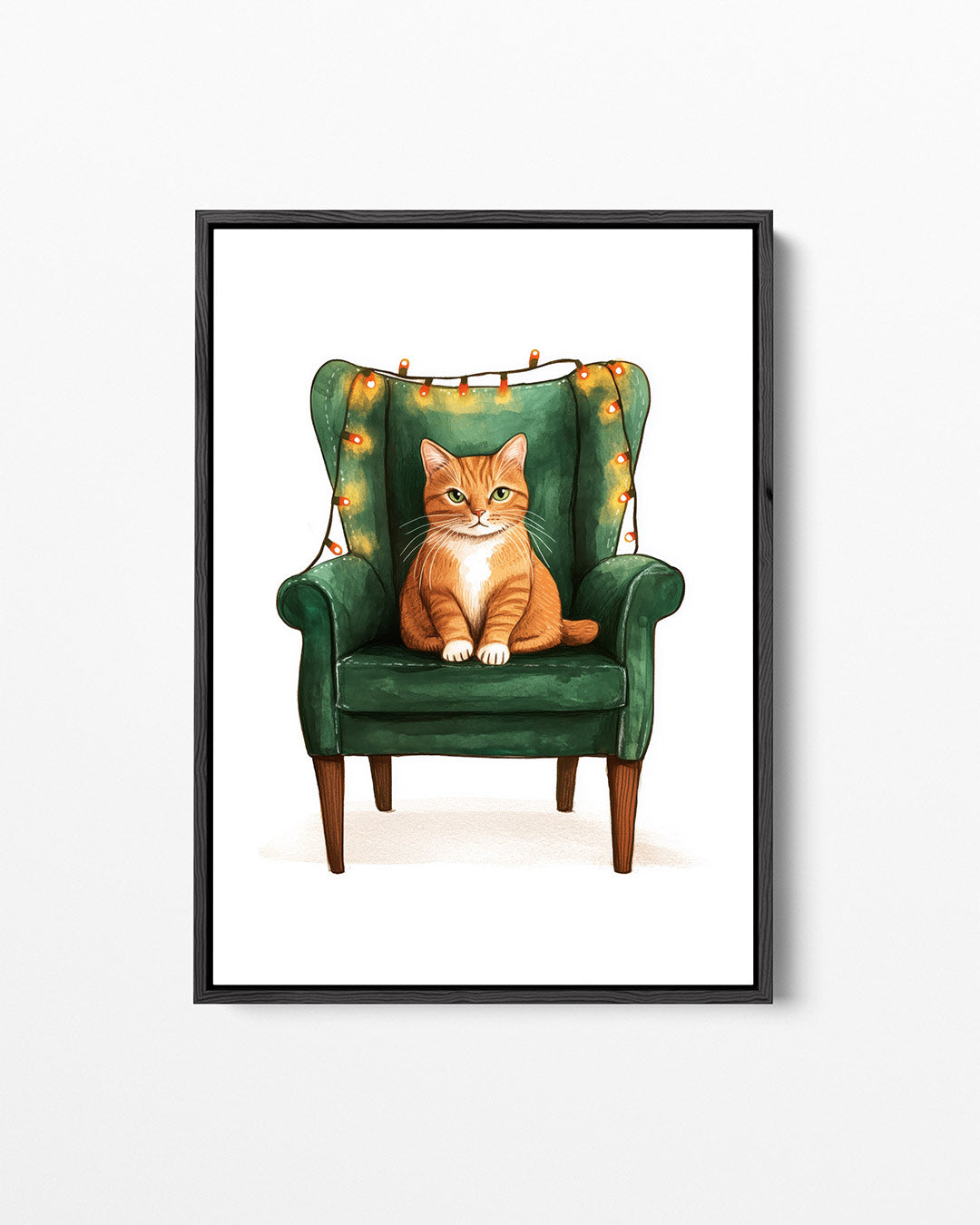 Kat op groene stoel Kunstwerk
