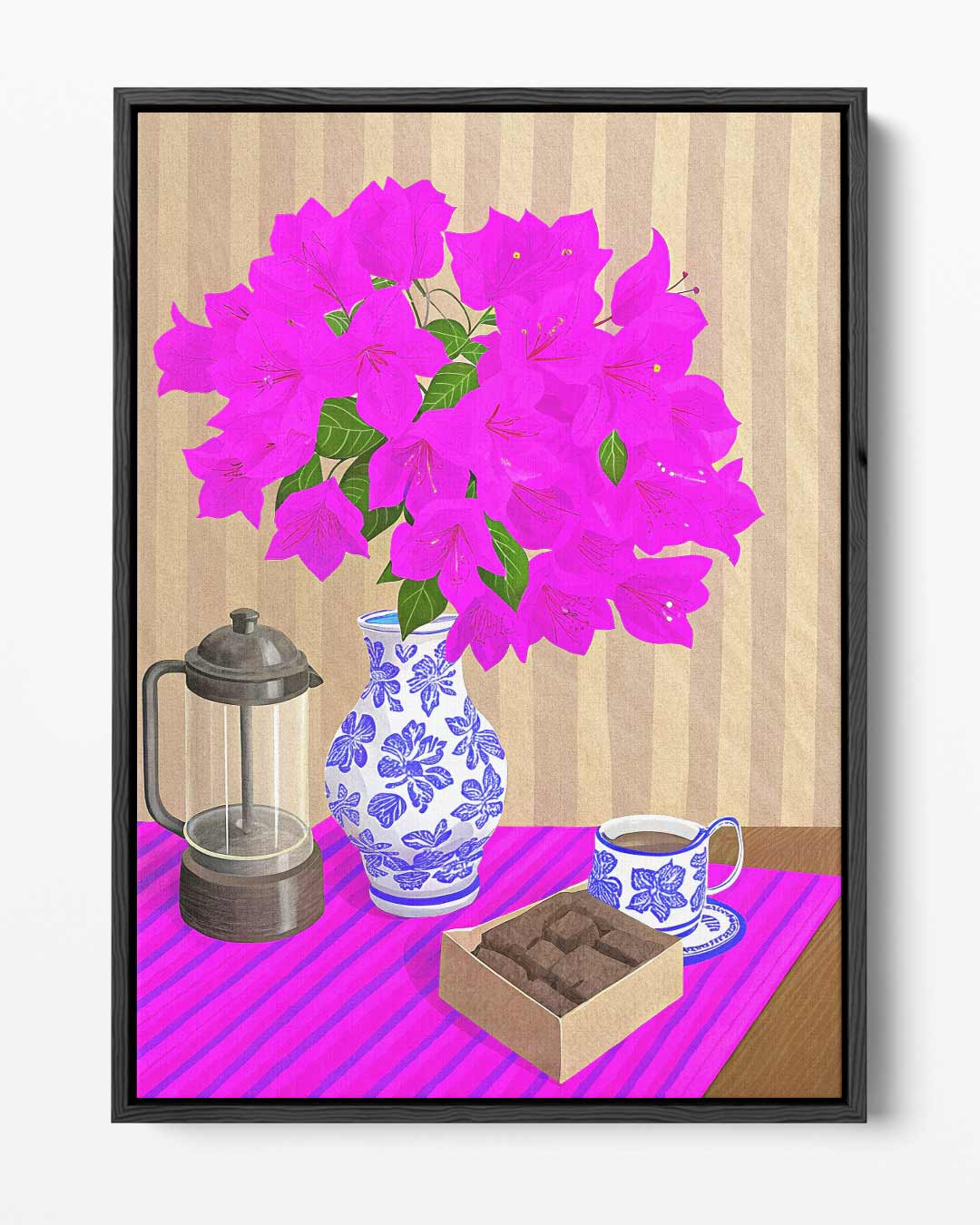 Felroze Bloemenpracht Kunstwerk-canvas-dibond-plexiglas-wanddecoratie-WallArtistic