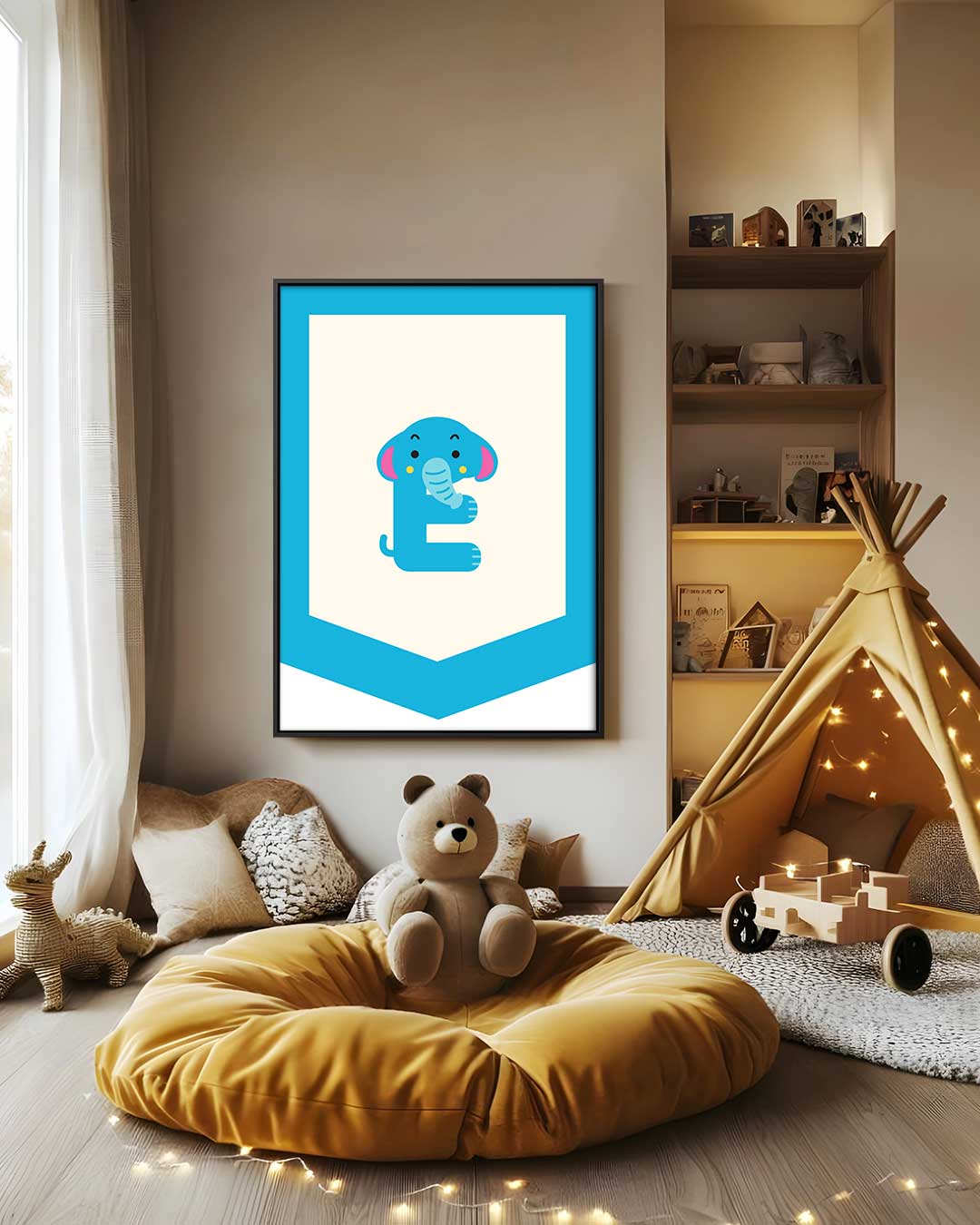 Schattig Olifantje Alfabet Poster Kunstwerk-canvas-dibond-plexiglas-wanddecoratie-WallArtistic