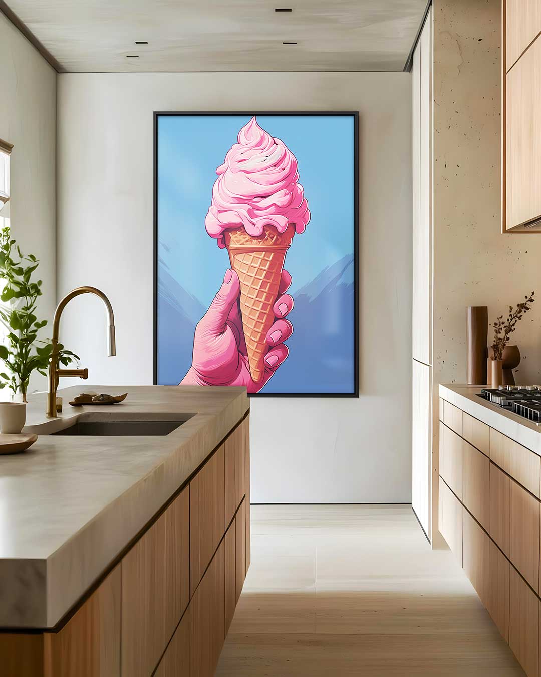Roze IJshoorntje in de Zon Kunstwerk-canvas-dibond-plexiglas-wanddecoratie-WallArtistic