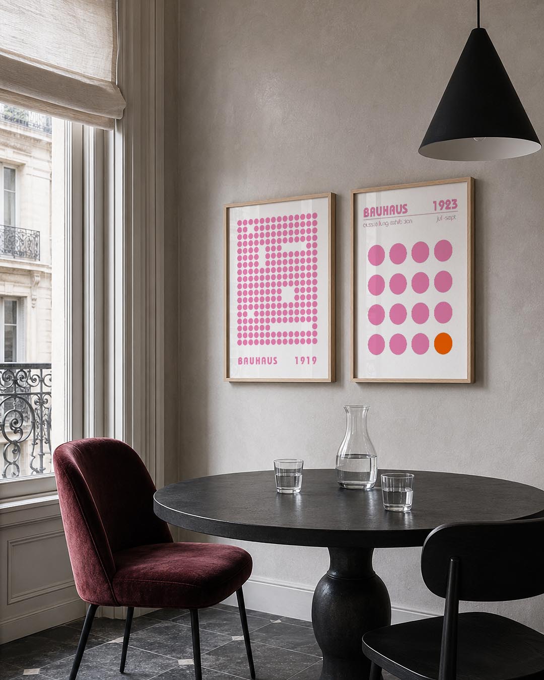 Cirkelpatroon in roze Posterset