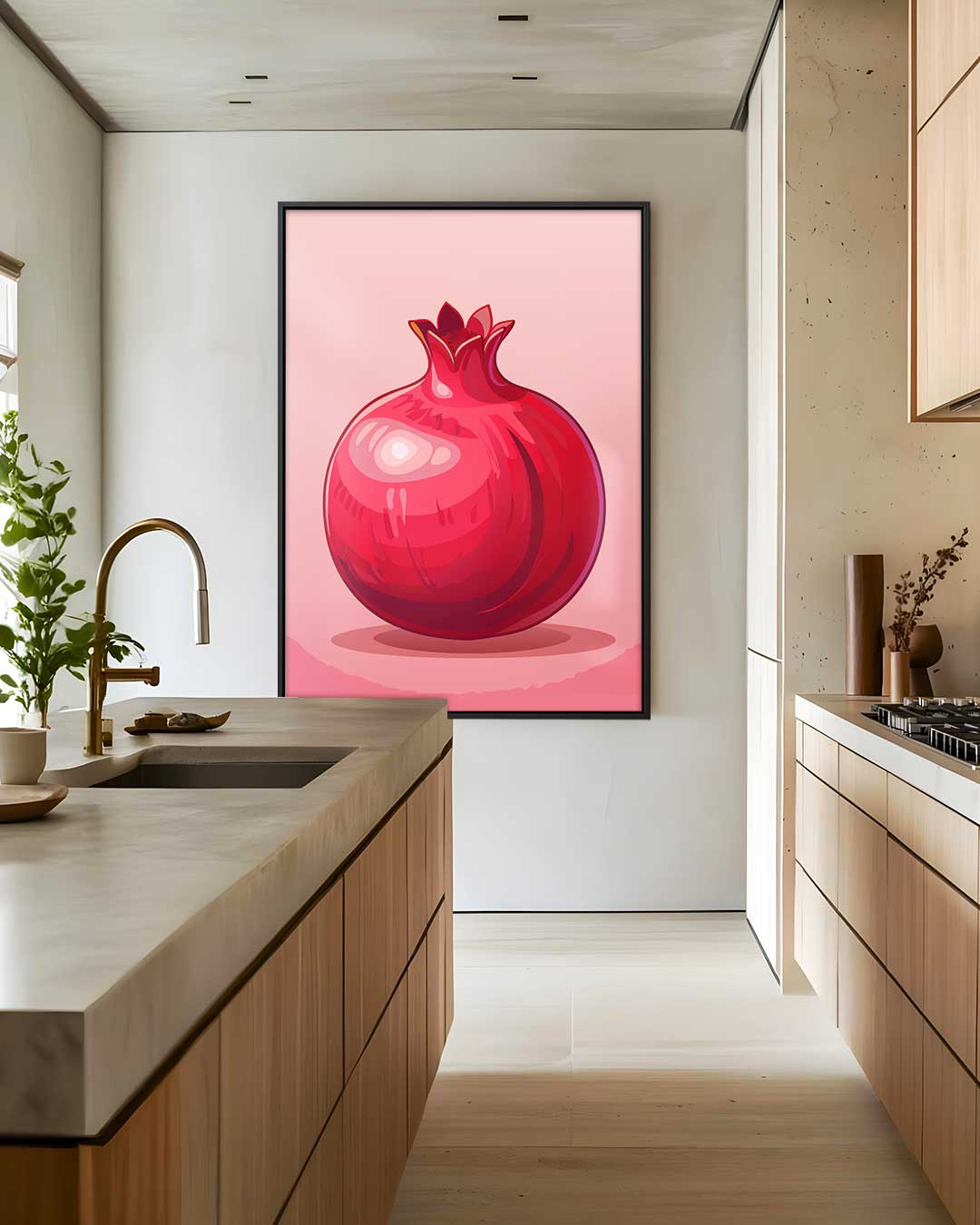 Stijlvolle Granaatappel Illustratie Kunstwerk-canvas-dibond-plexiglas-wanddecoratie-WallArtistic