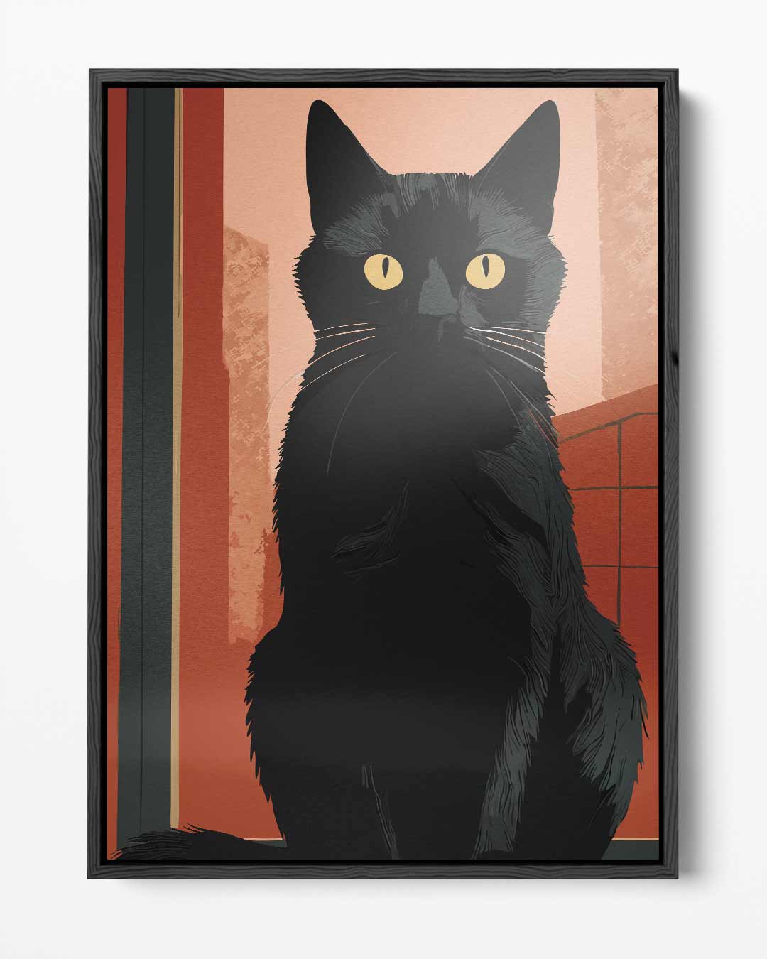 Zwarte Kat op Avondsafari Kunstwerk-canvas-dibond-plexiglas-wanddecoratie-WallArtistic