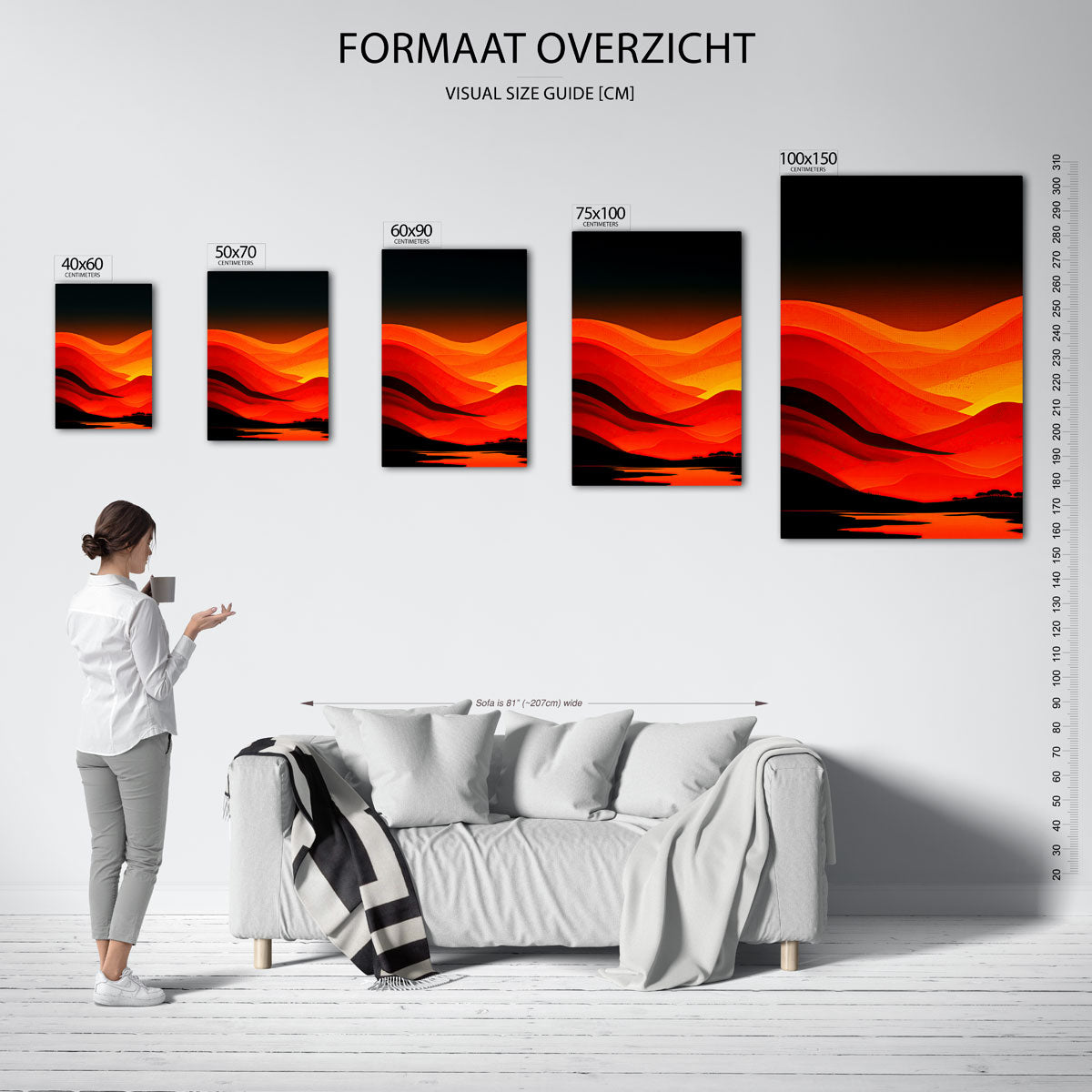 Vloeiende kleurenlandschap Kunstwerk
