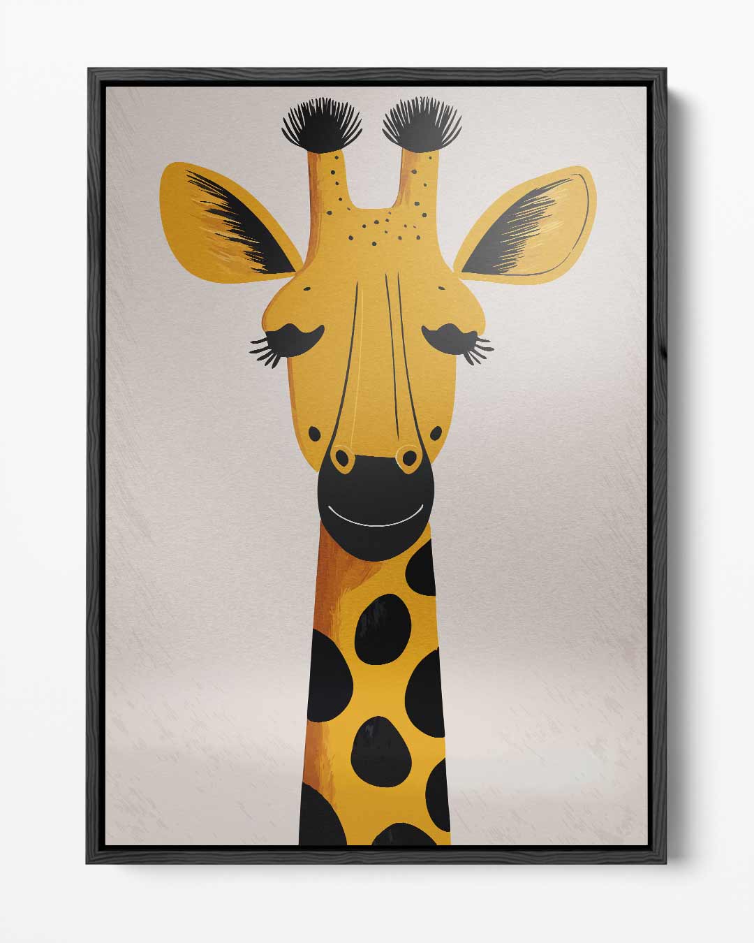 Vrolijke Giraffe Illustratie Kunstwerk-canvas-dibond-plexiglas-wanddecoratie-WallArtistic