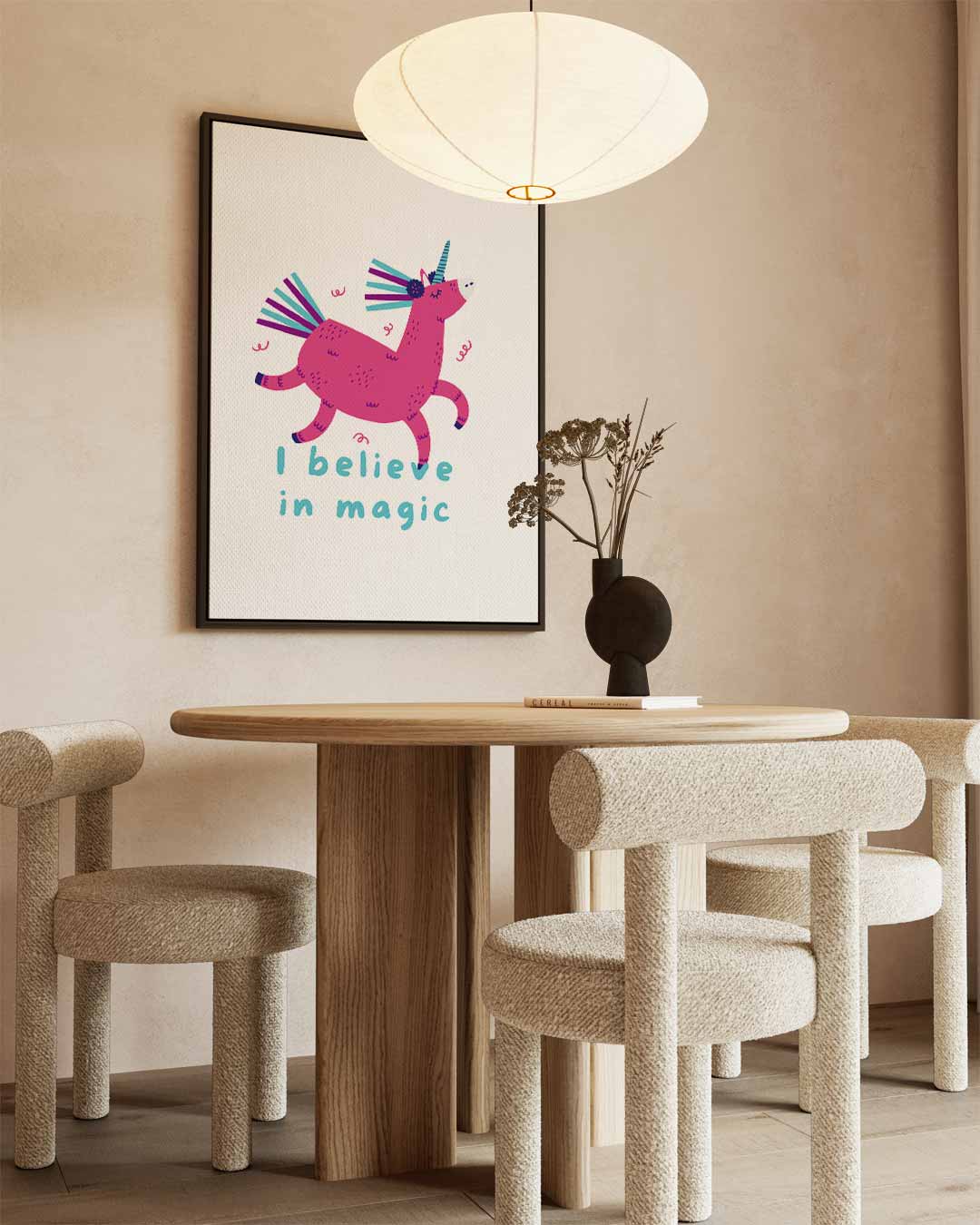 Magische Eenhoorn Illustratie Kunstwerk-canvas-dibond-plexiglas-wanddecoratie-WallArtistic
