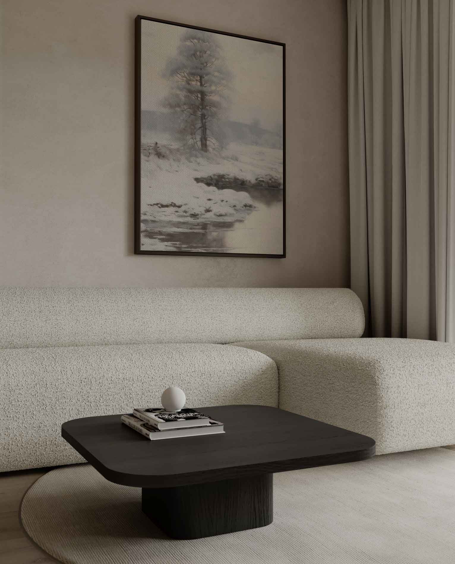 Winterlandschap met Sneeuw en Vijver Kunstwerk-canvas-dibond-plexiglas-wanddecoratie-WallArtistic