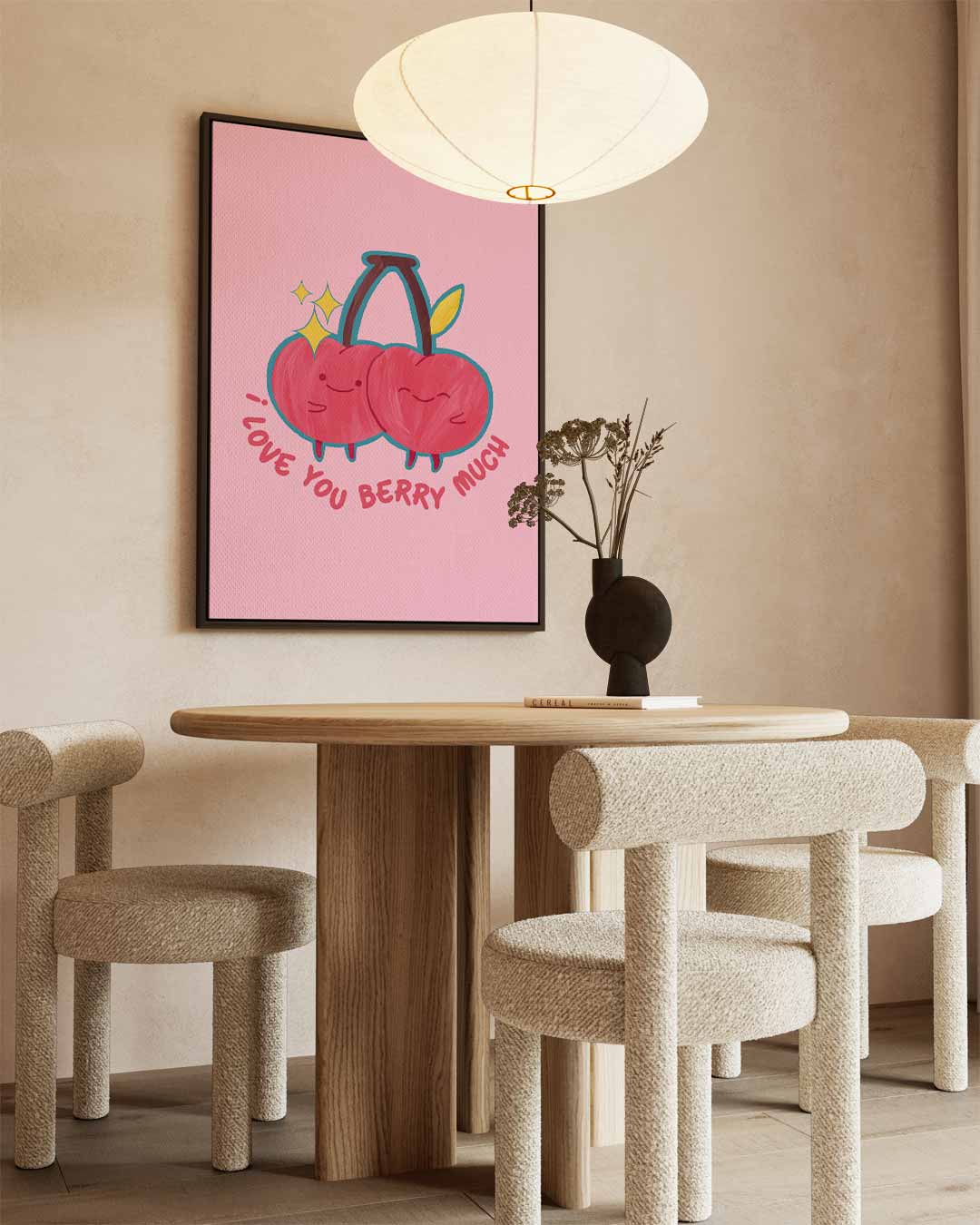 Liefdevolle Kersen Illustratie Kunstwerk-canvas-dibond-plexiglas-wanddecoratie-WallArtistic