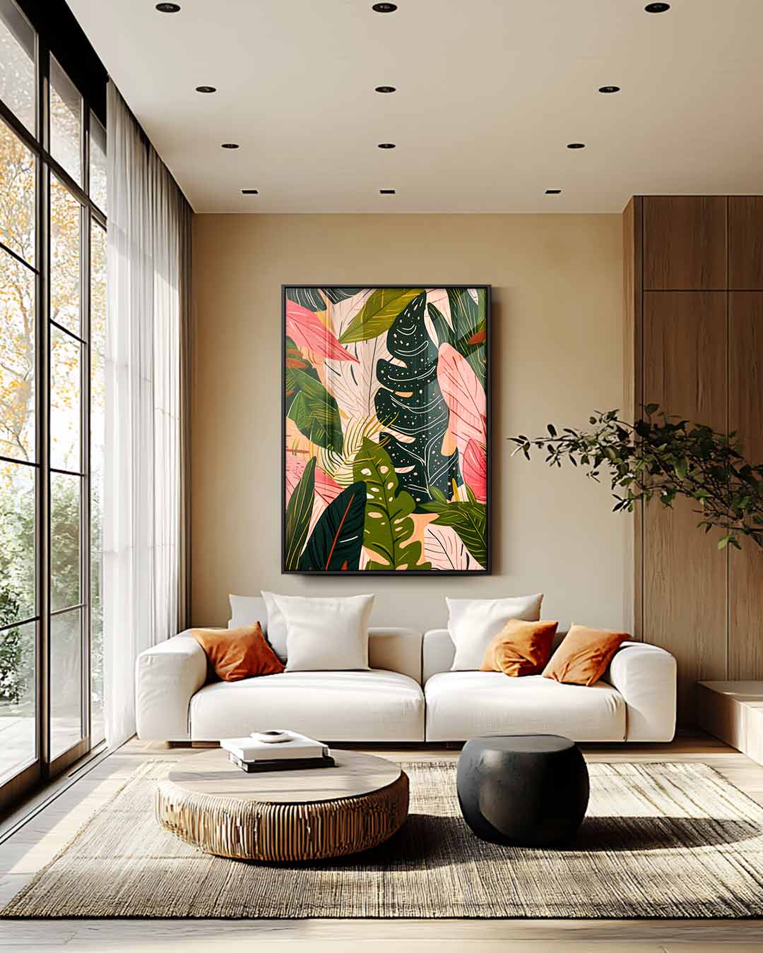 Tropische Bladeren Mix Kunstwerk-canvas-dibond-plexiglas-wanddecoratie-WallArtistic