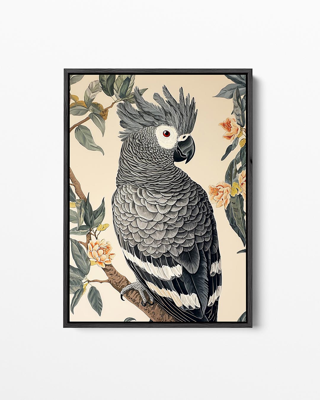 Papegaai en bloemen Kunstwerk