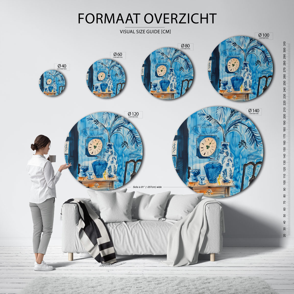 Blauwe interieur Muurcirkel