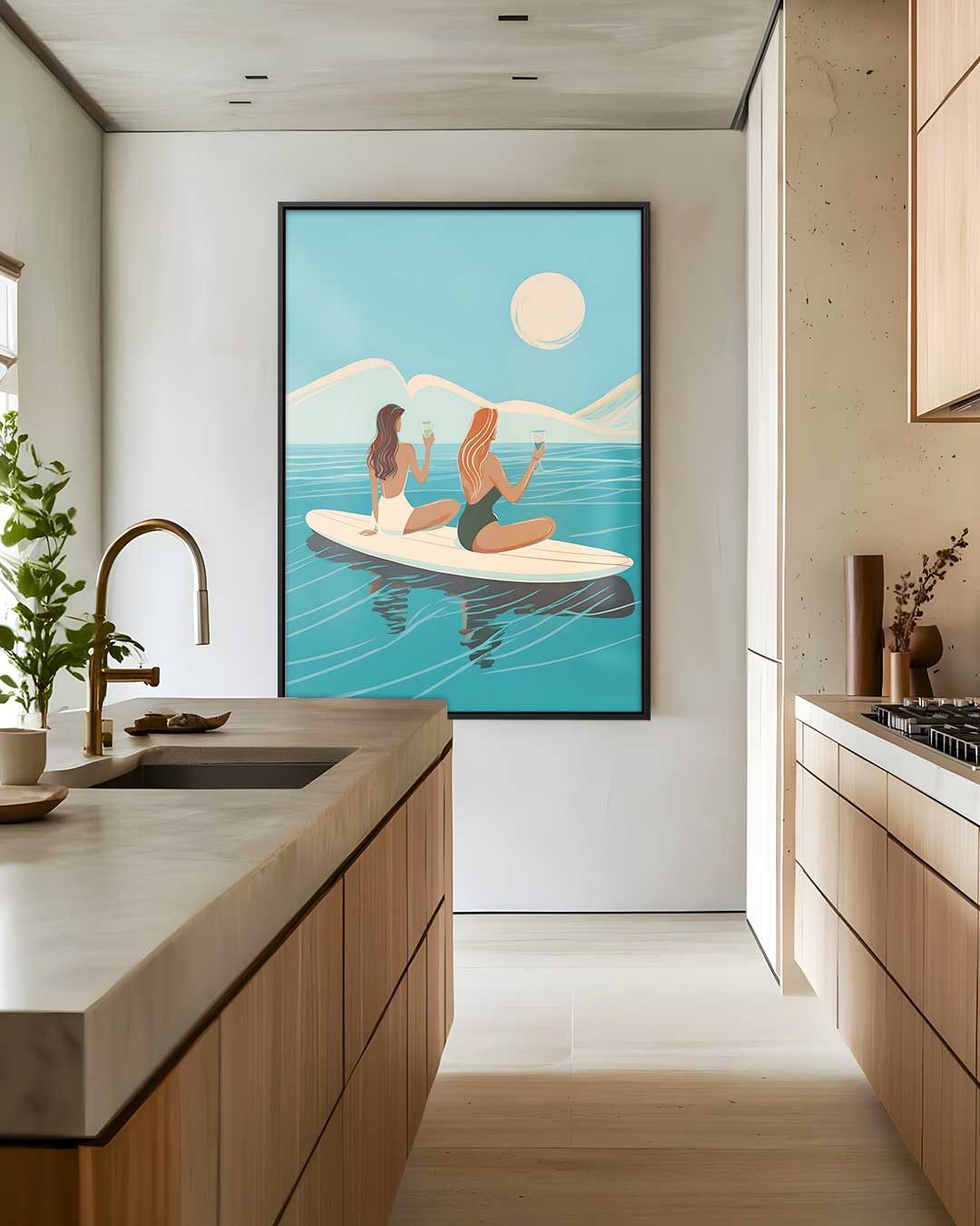 Zonsondergang op het Water Kunstwerk-canvas-dibond-plexiglas-wanddecoratie-WallArtistic