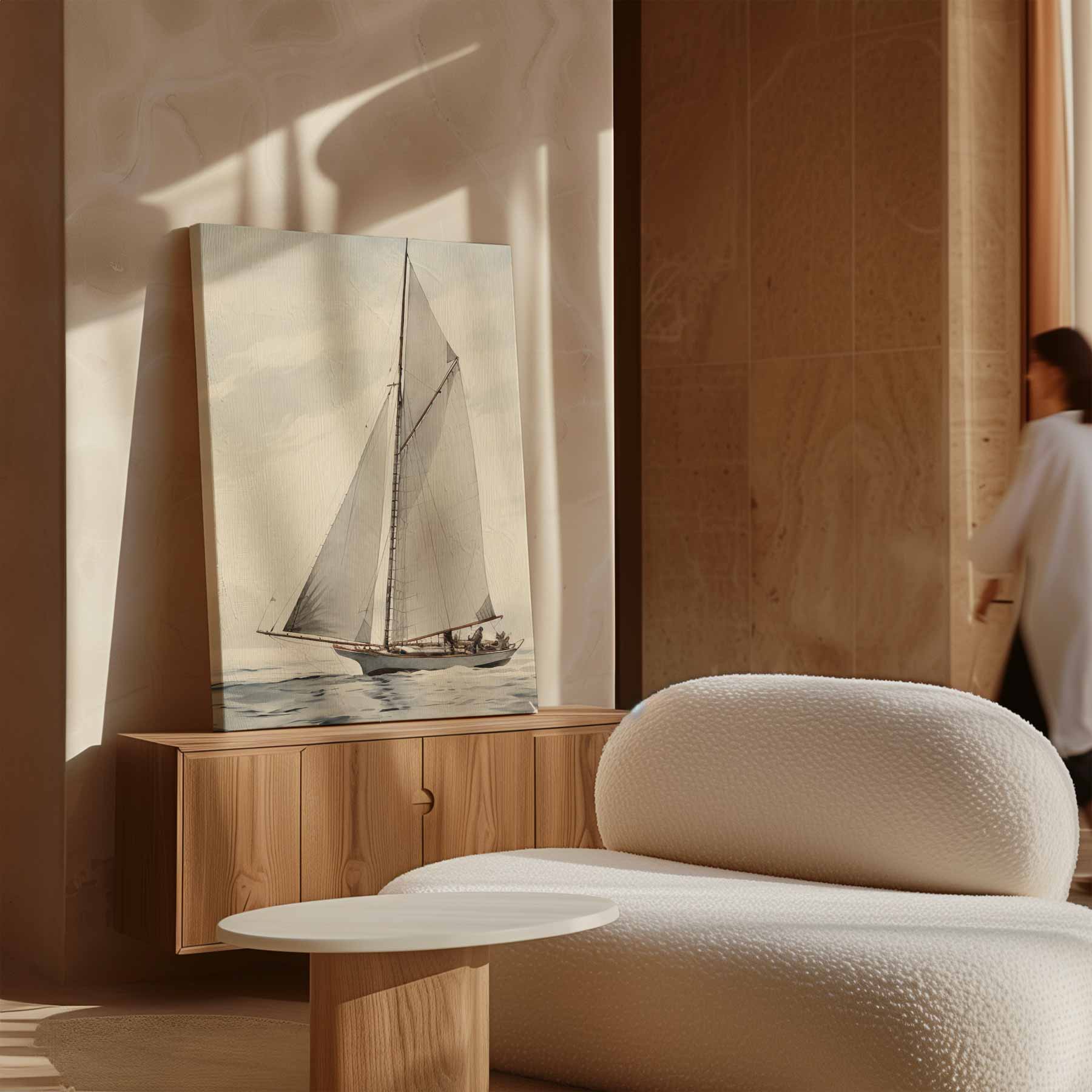 Zeilavontuur op open water Kunstwerk-canvas-dibond-plexiglas-wanddecoratie-WallArtistic