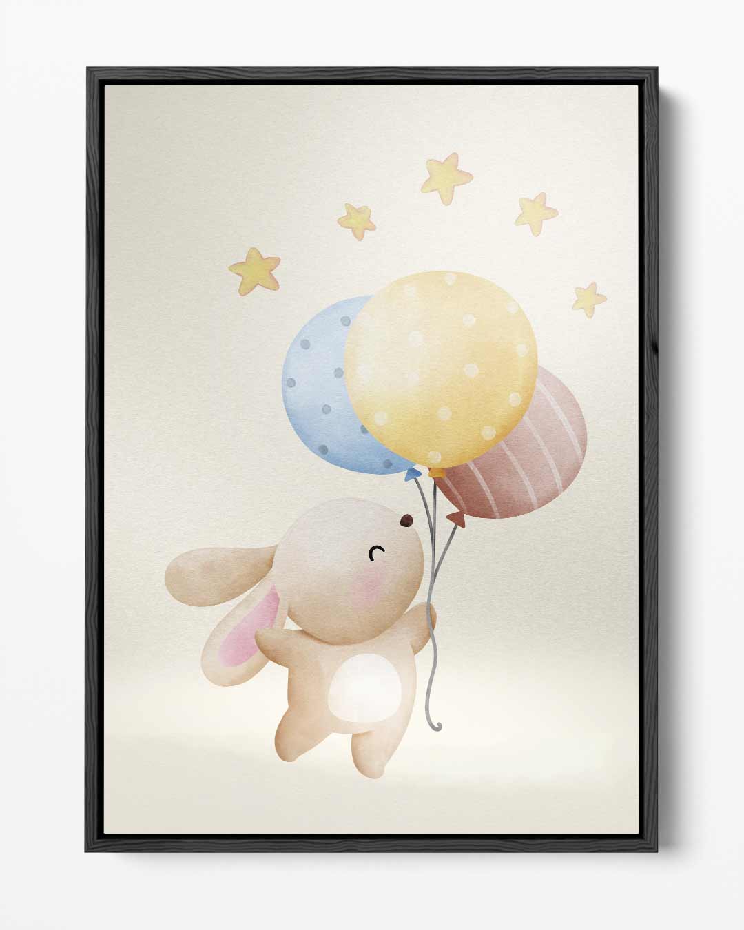 Vrolijke Konijn met Ballonnen Kunstwerk-canvas-dibond-plexiglas-wanddecoratie-WallArtistic