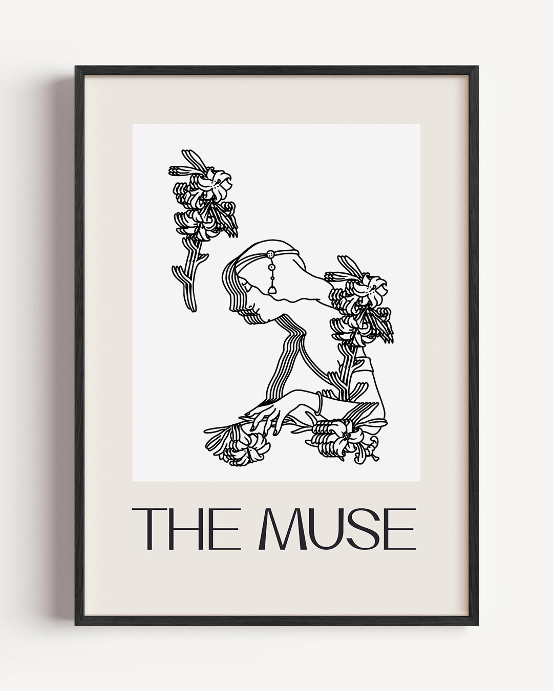 The Muse Bloemenlijntekening Poster-WallArtistic