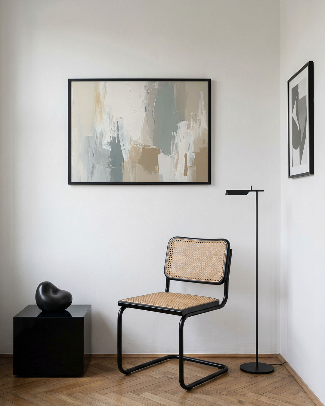 Abstracte beige en grijze Poster