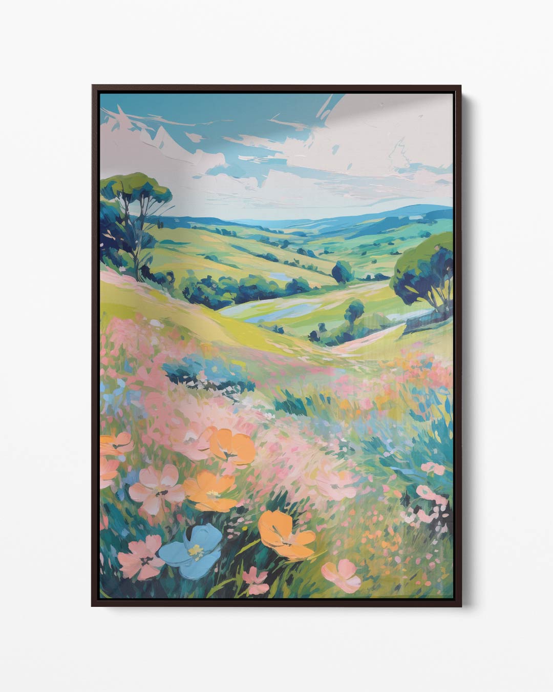 Zomerse Heuvels en Bloemenweelde Kunstwerk-canvas-dibond-plexiglas-wanddecoratie-WallArtistic