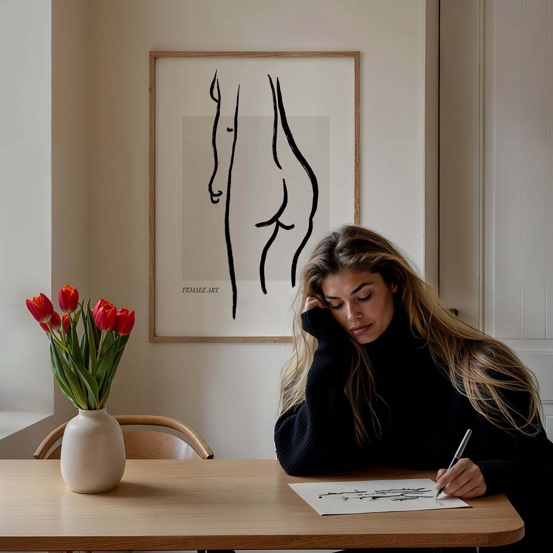 Elegante Vrouwenlijn Poster-WallArtistic