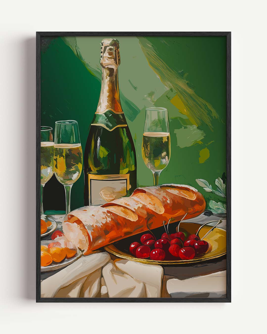 Luxe Champagne en Fruit Print Poster