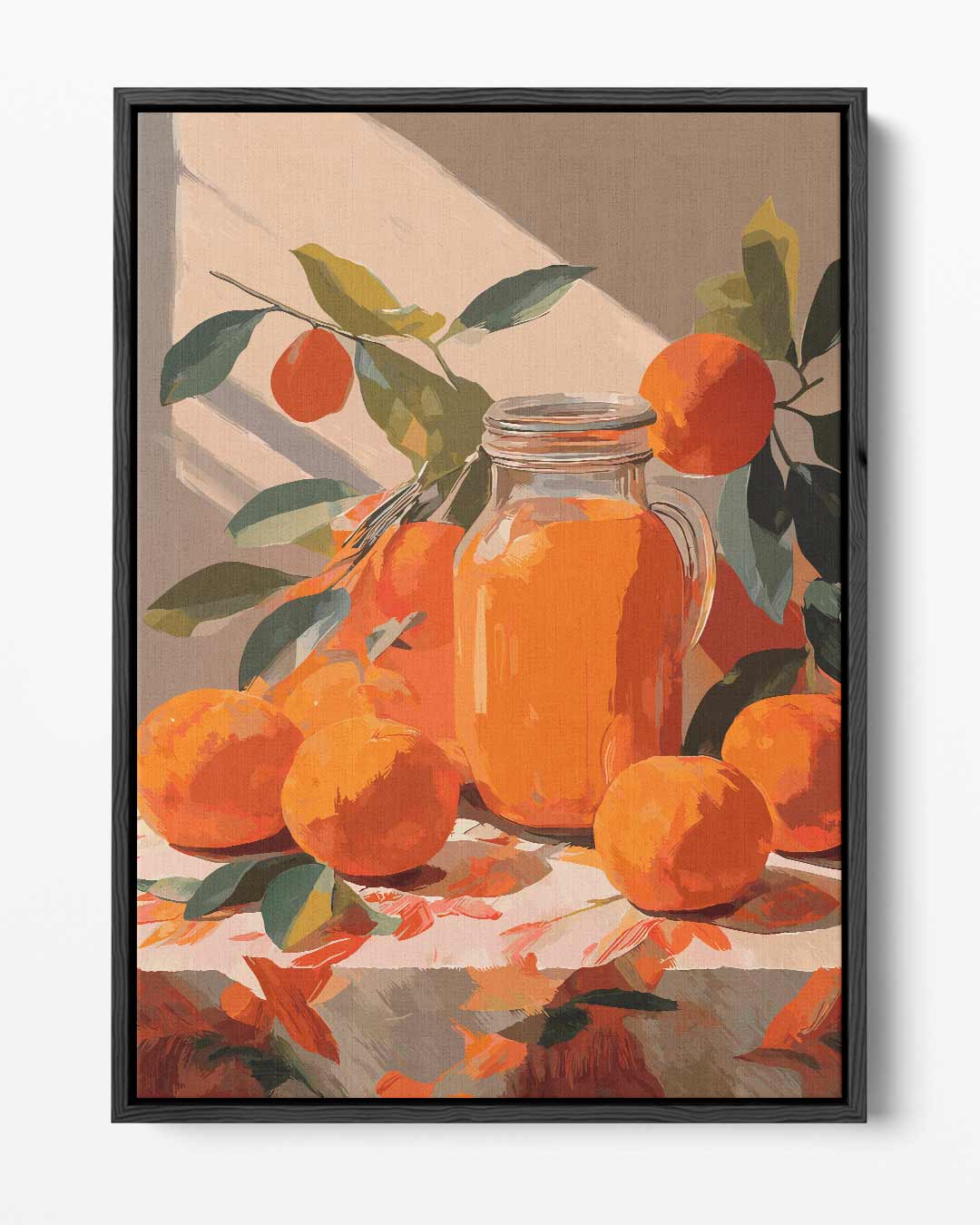 Zonnige Sinasappelstillleven Kunstwerk-canvas-dibond-plexiglas-wanddecoratie-WallArtistic