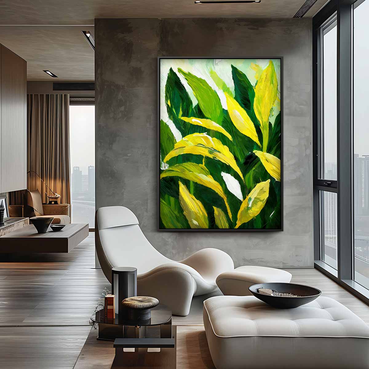 Tropische Bladeren Schilderij Kunstwerk-canvas-dibond-plexiglas-wanddecoratie-WallArtistic