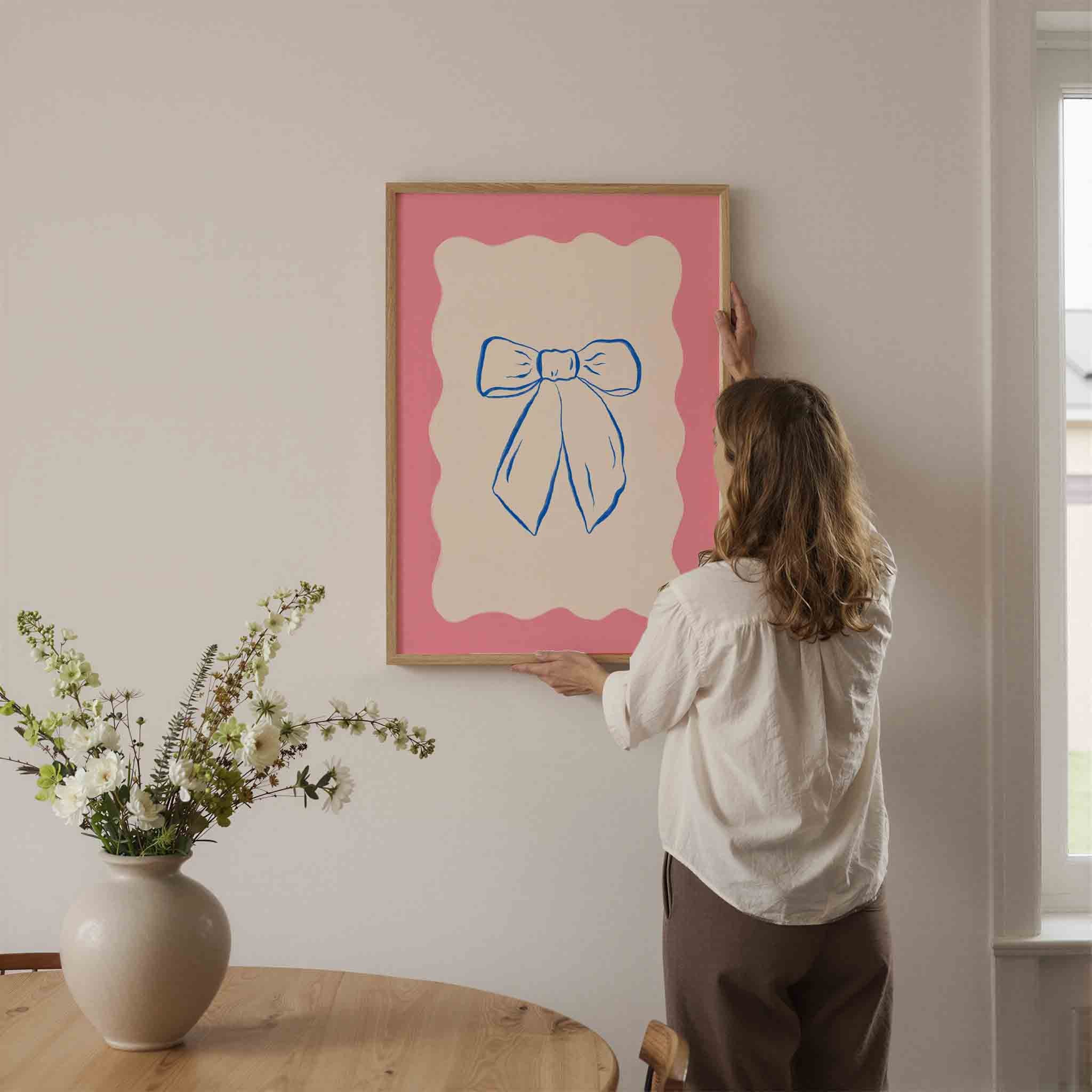 Strik op roze achtergrond Poster