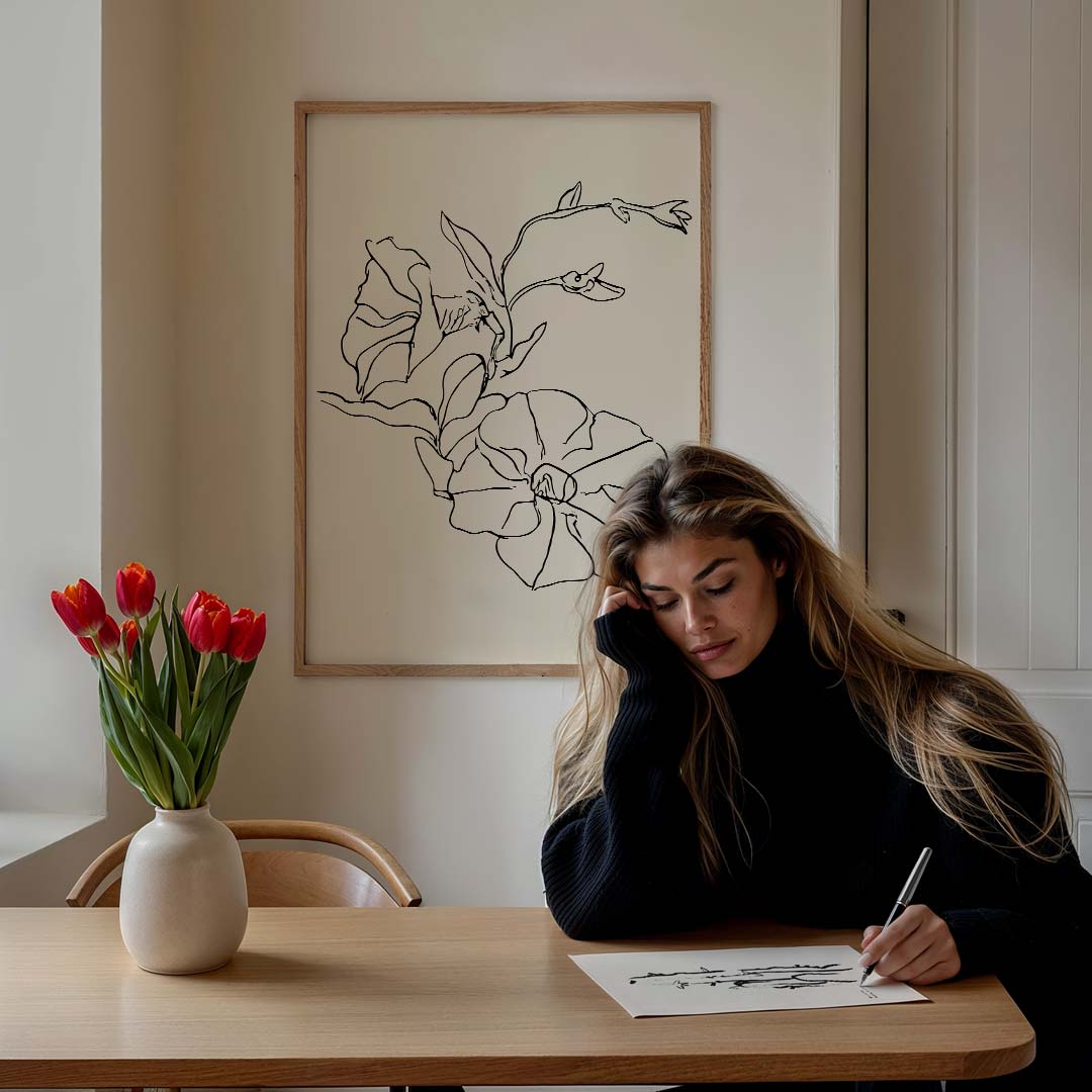 Minimalistische Bloemenillustratie Poster-WallArtistic