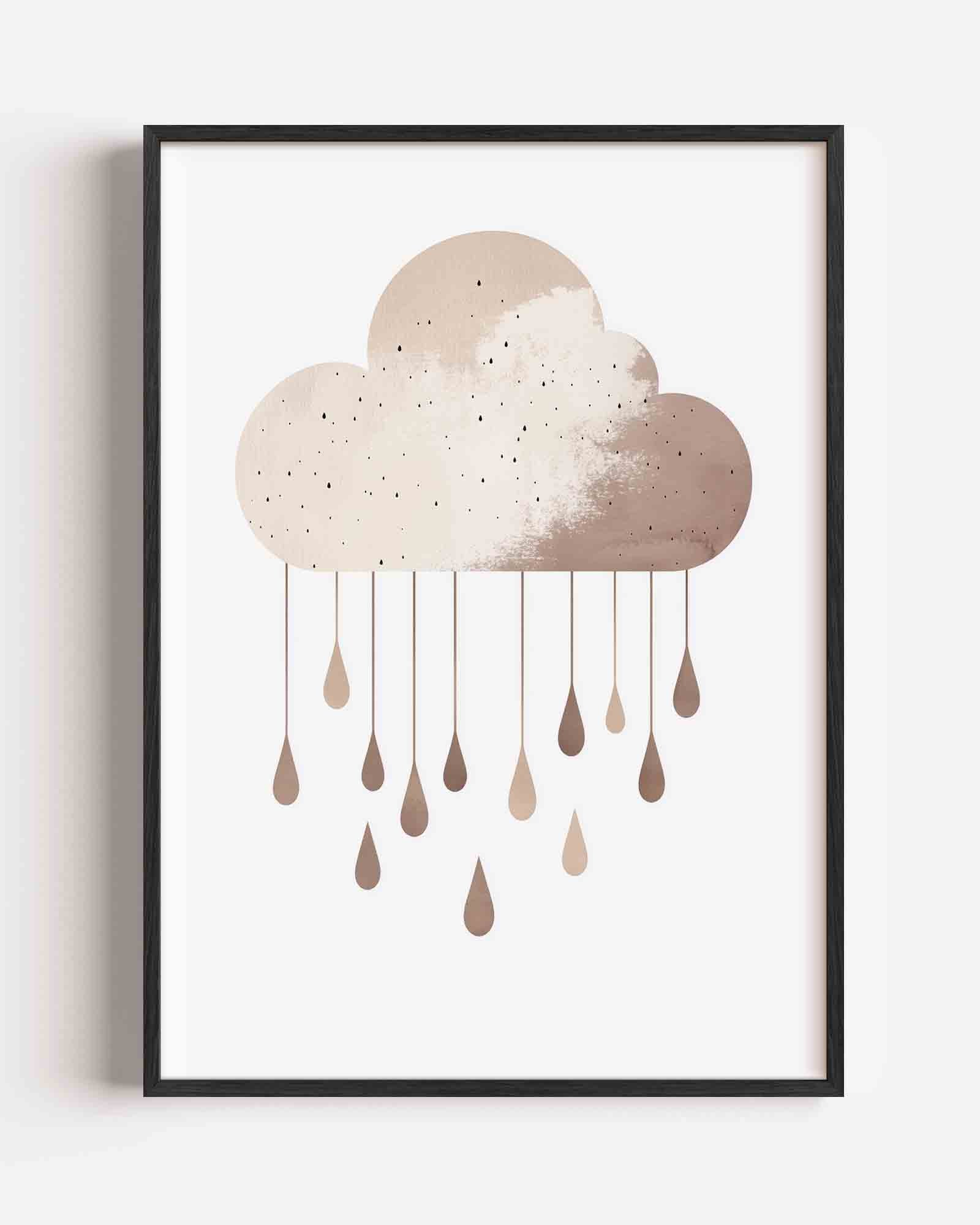 Wolk met regendruppels Poster