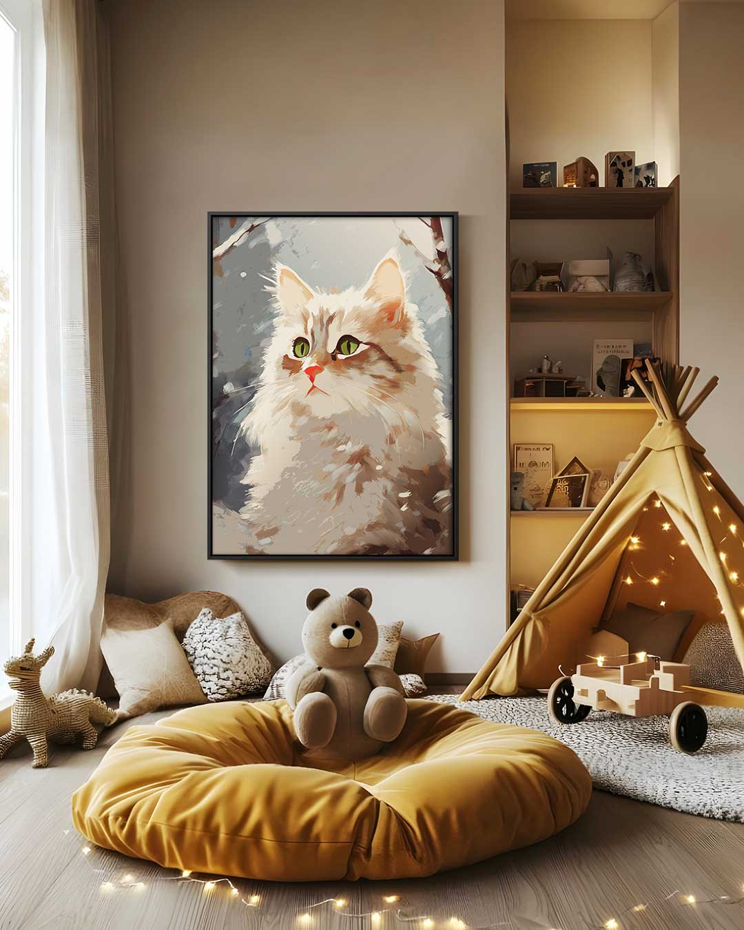 Winterse Kattenblik Kunstwerk-canvas-dibond-plexiglas-wanddecoratie-WallArtistic