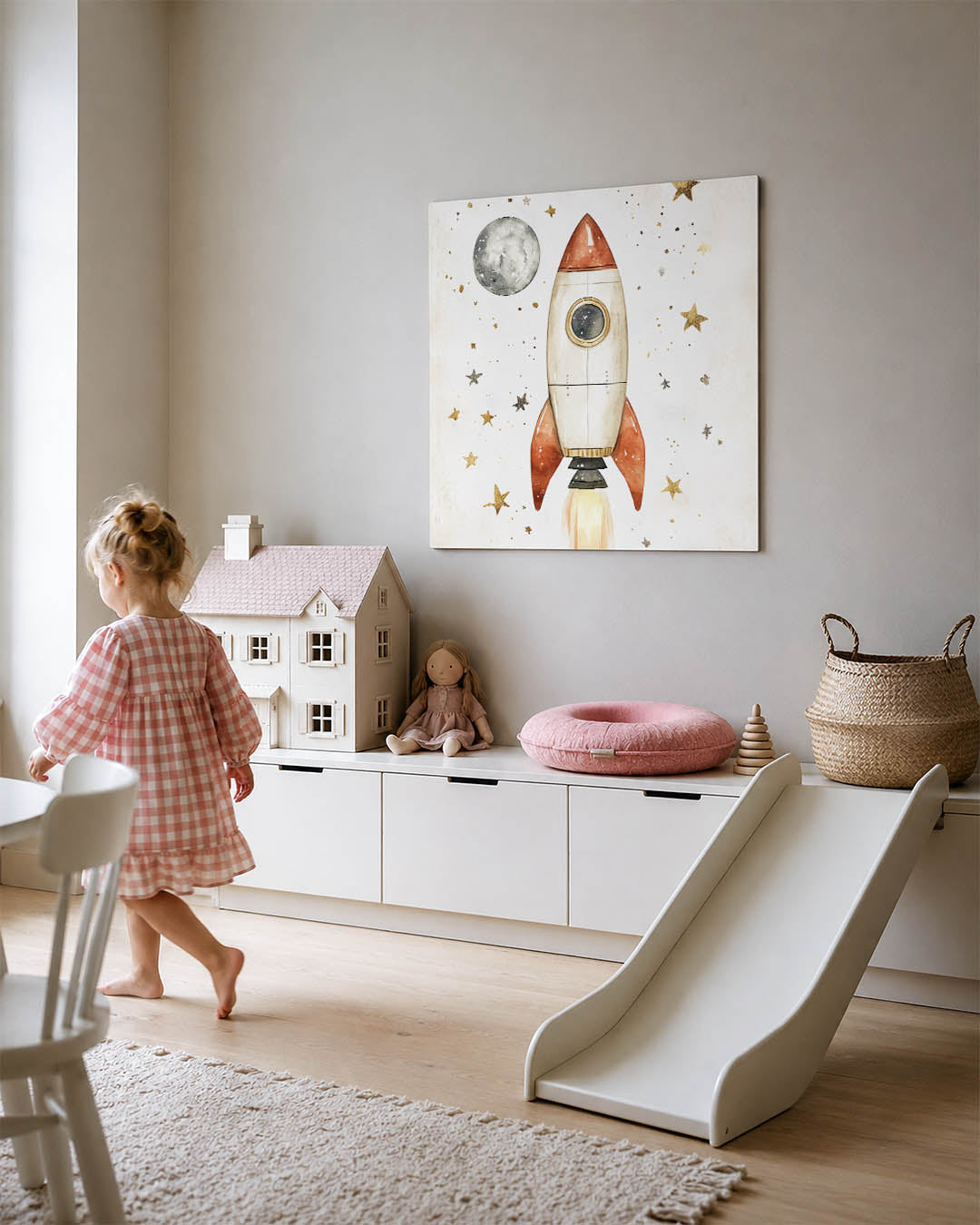Speelse ruimteraket Kunstwerk