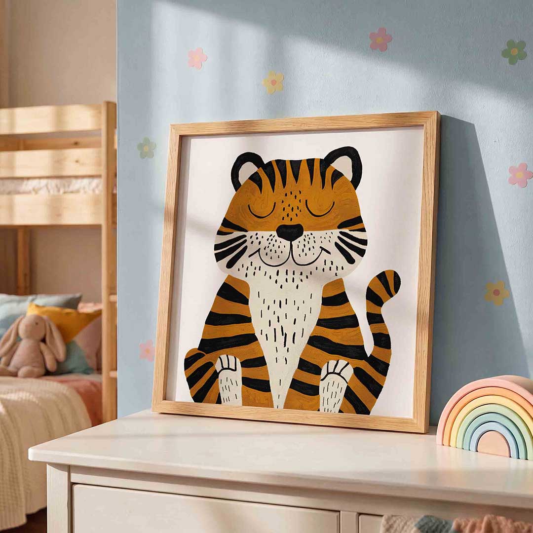 Tijger met gesloten ogen Poster